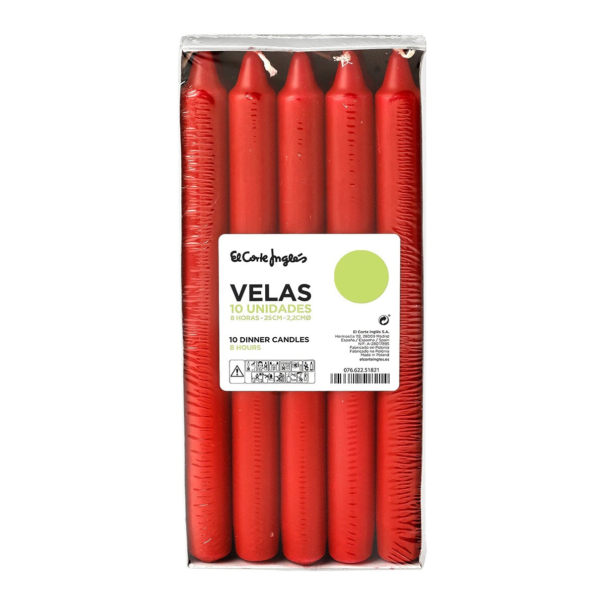 Set de 10 velas Nuestro Mejor Precio - El Corte Inglés - Rojo Rojo-2