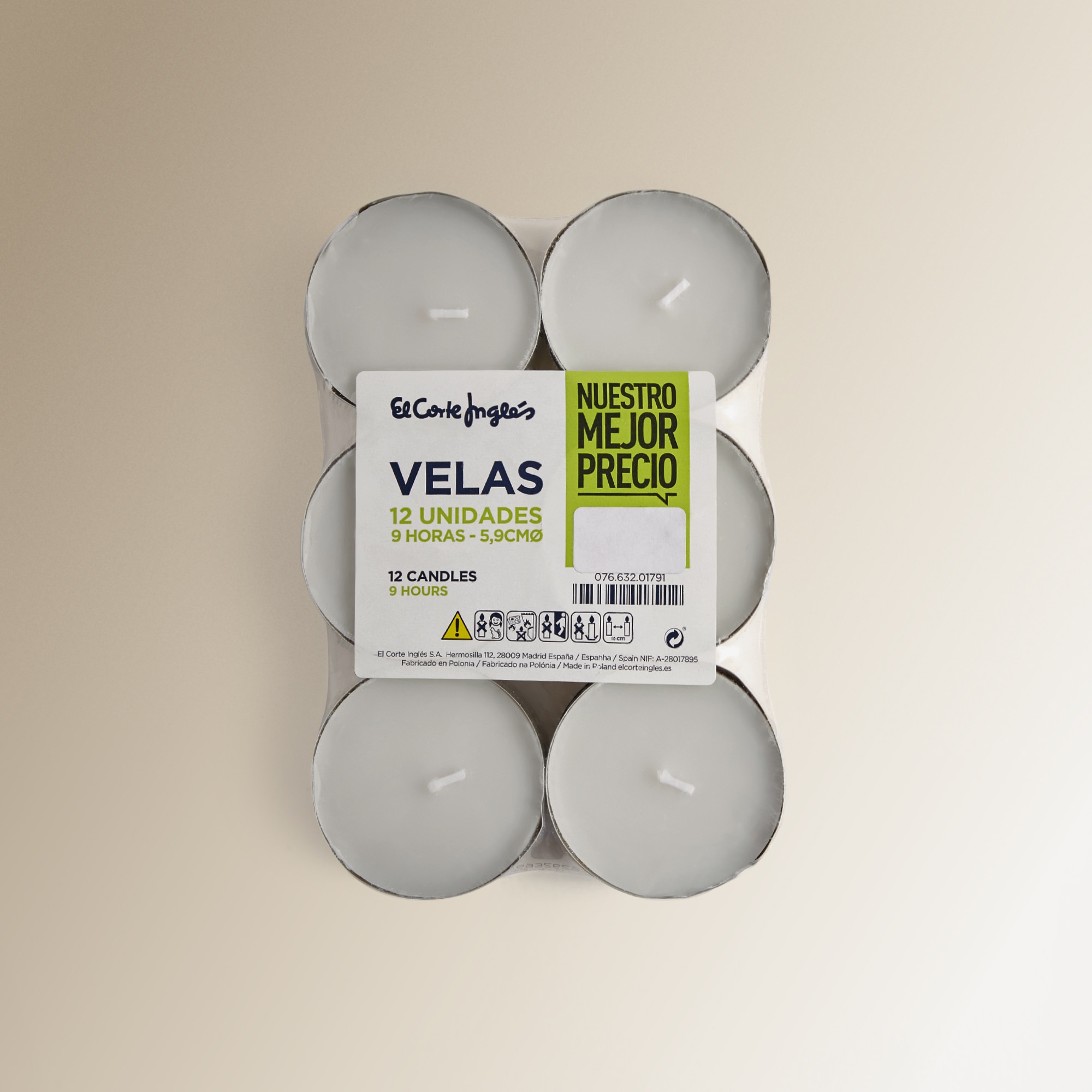 Set de 12 velas tealight Nuestro Mejor Precio - El Corte Inglés Natural-3