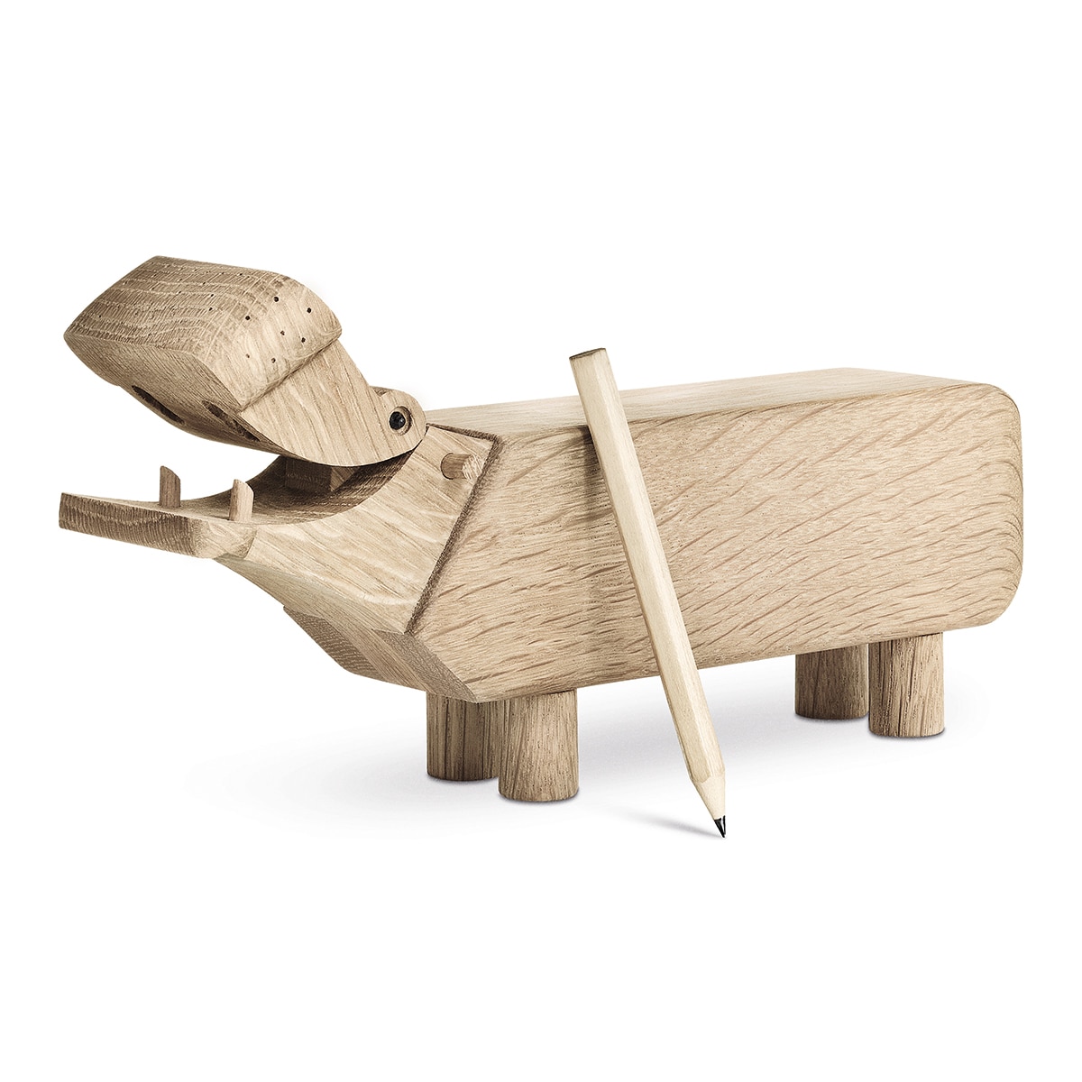 Figura Hipopótamo de madeira Carvalho-3