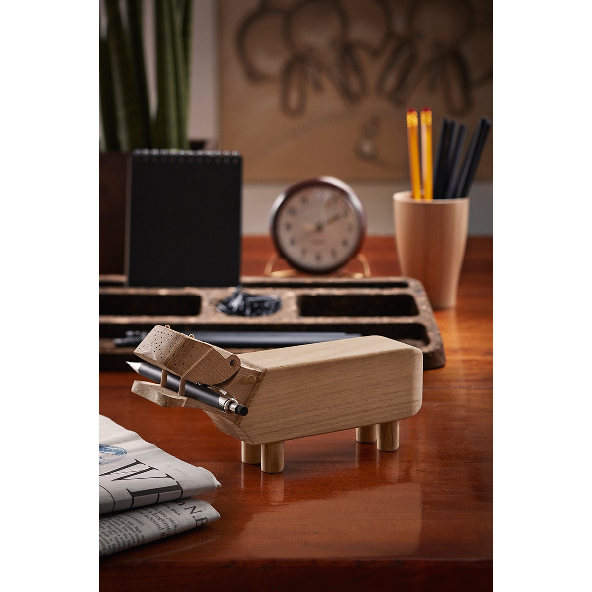 Figura Hipopótamo de madeira Carvalho-5