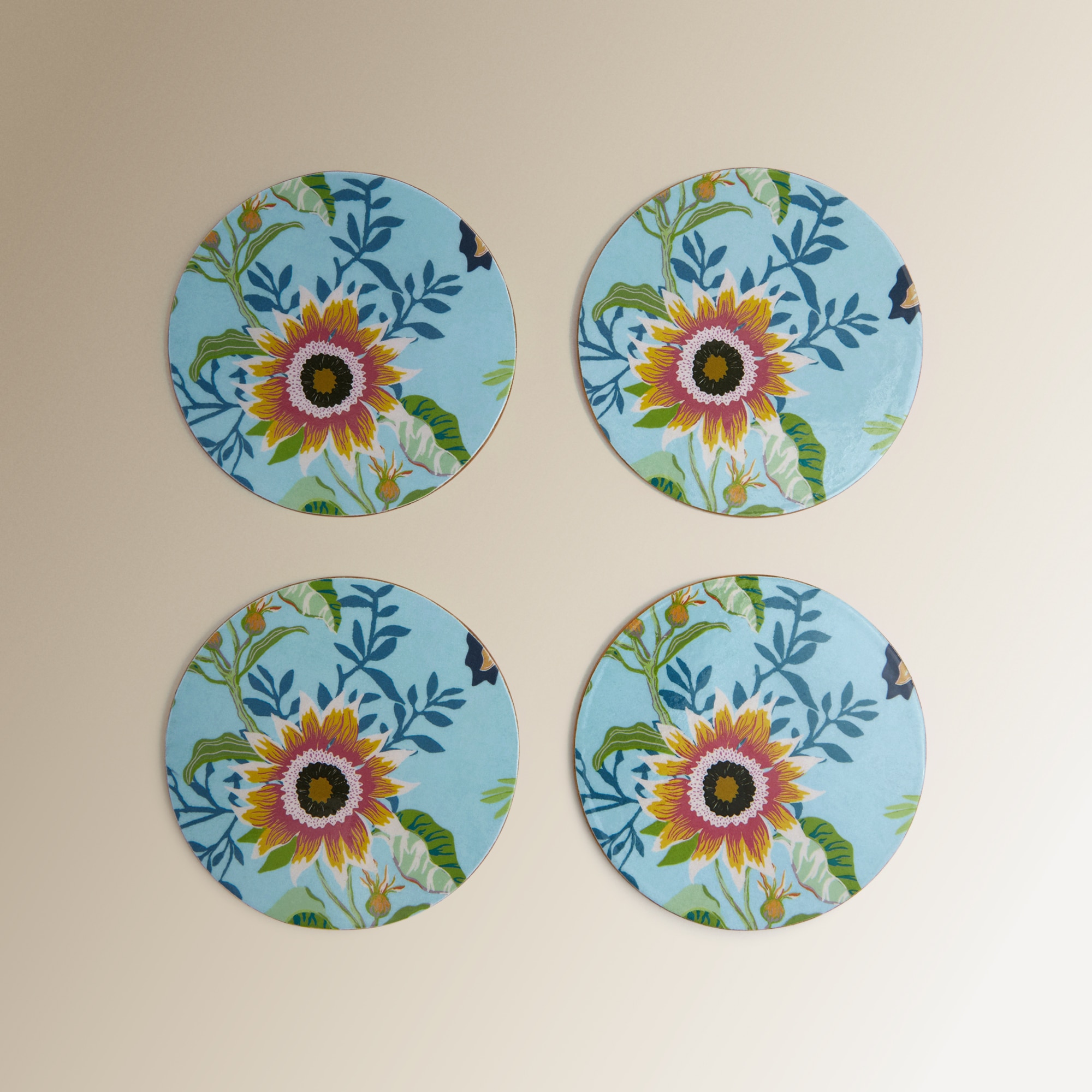Set 4 posavasos madera lacada Flor El Corte Inglés - Multicolor Multicolor-1