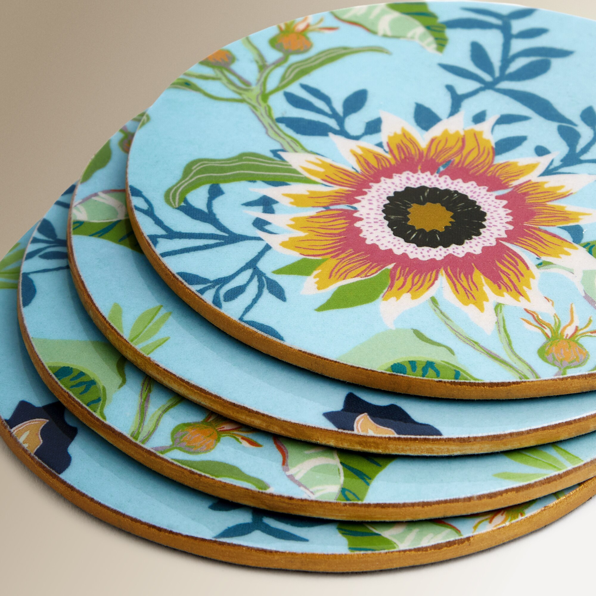 Set 4 posavasos madera lacada Flor El Corte Inglés - Multicolor Multicolor-3