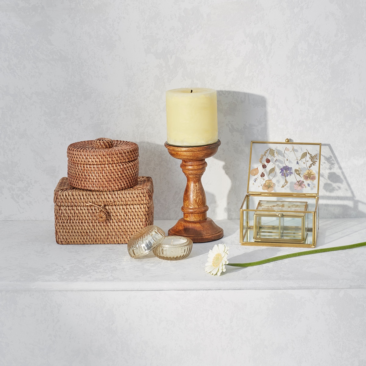 Caixa decorativa quadrada Flor El Corte Inglés Transparente-4