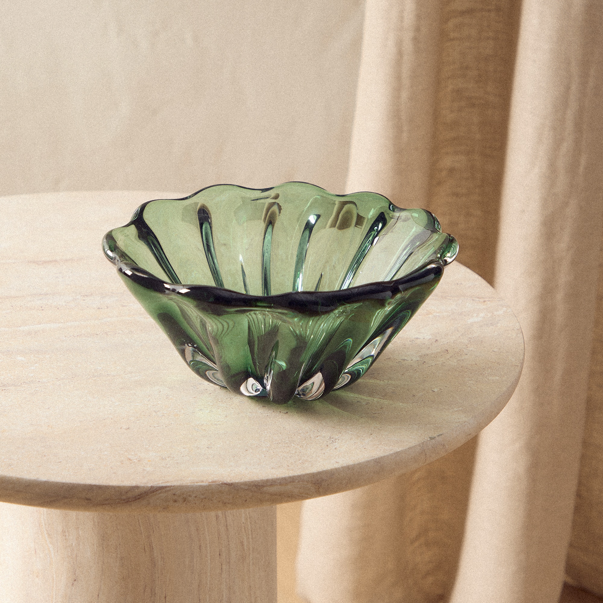 Centro de Mesa com Fundo de Vidro Ondas Verde-1