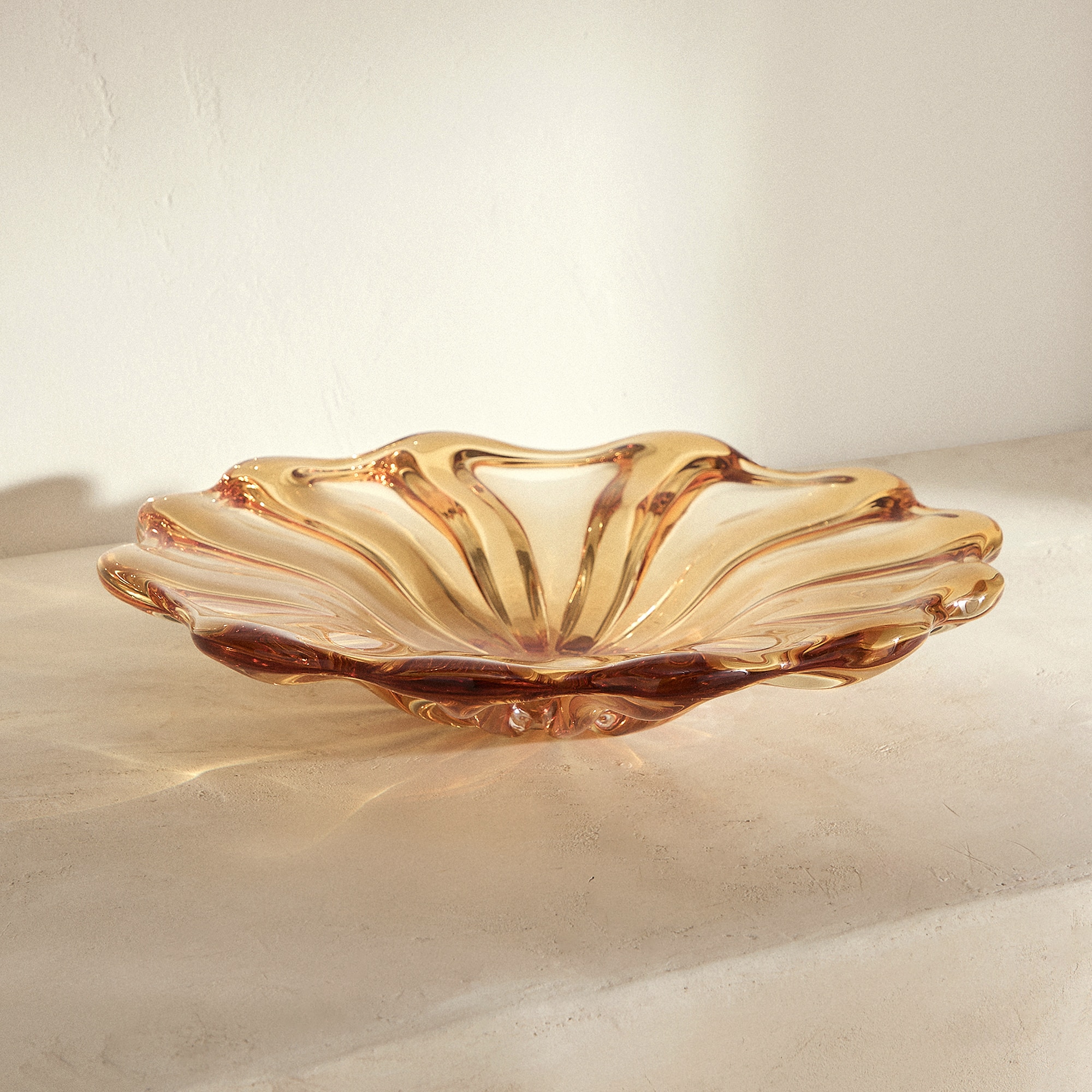 Centro de Mesa de Vidro Ondas Lasi Laranja-1