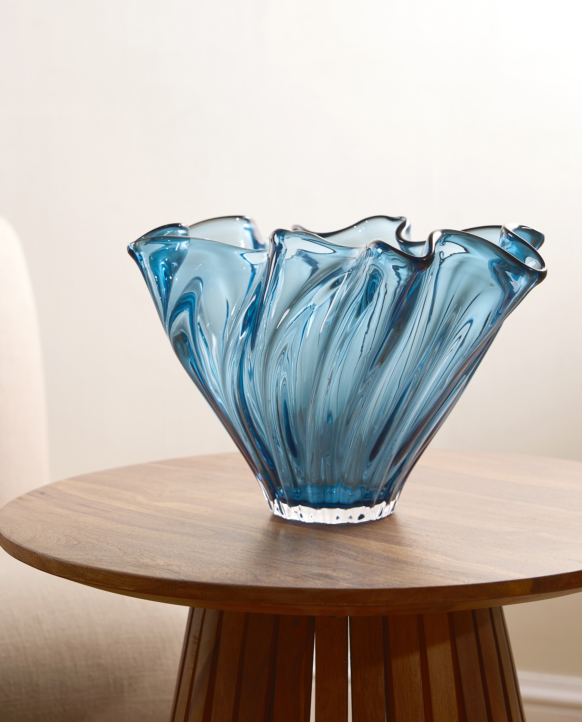 Centro de mesa de vidro Ondas Azul-1