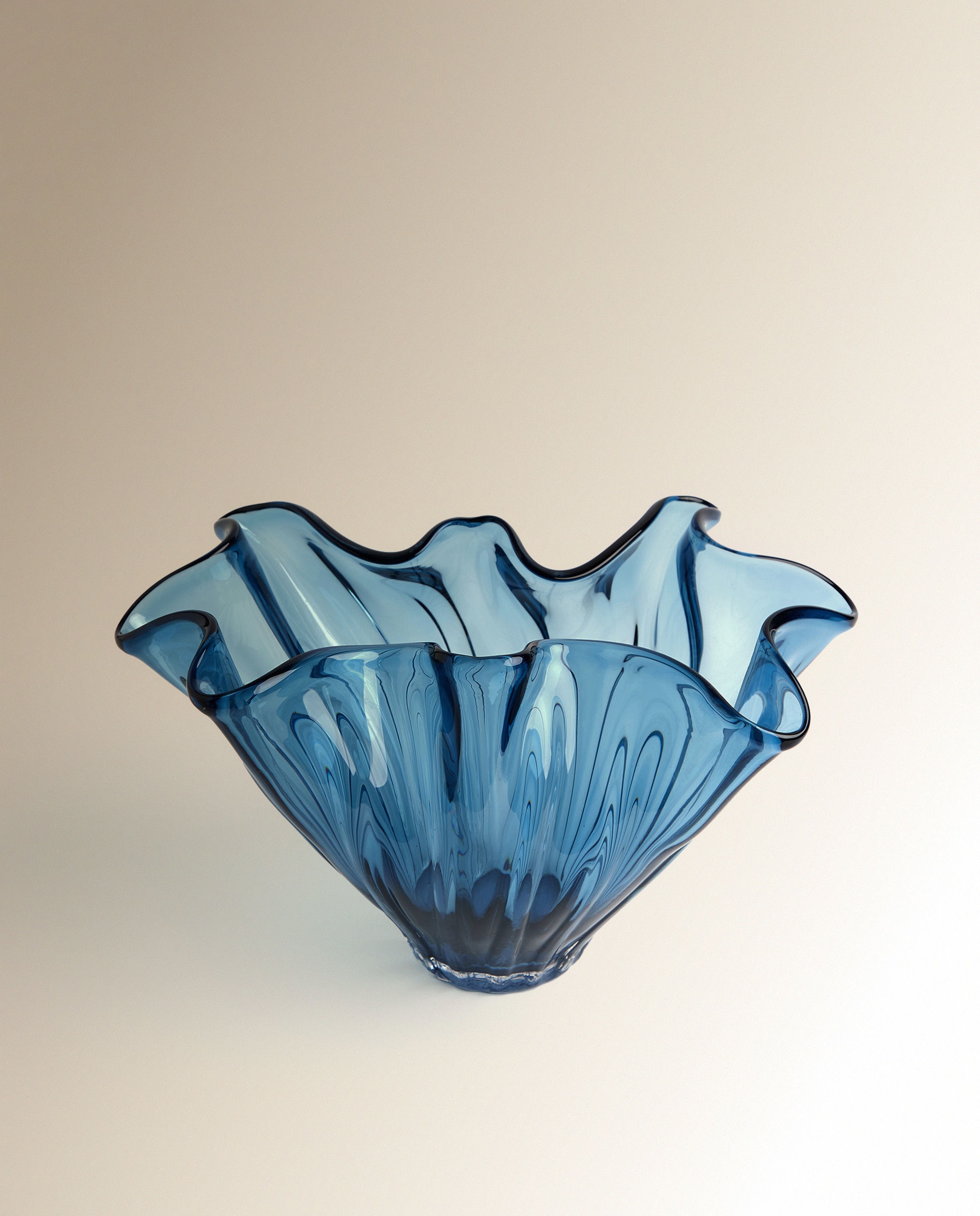 Centro de mesa de vidro Ondas Azul-2