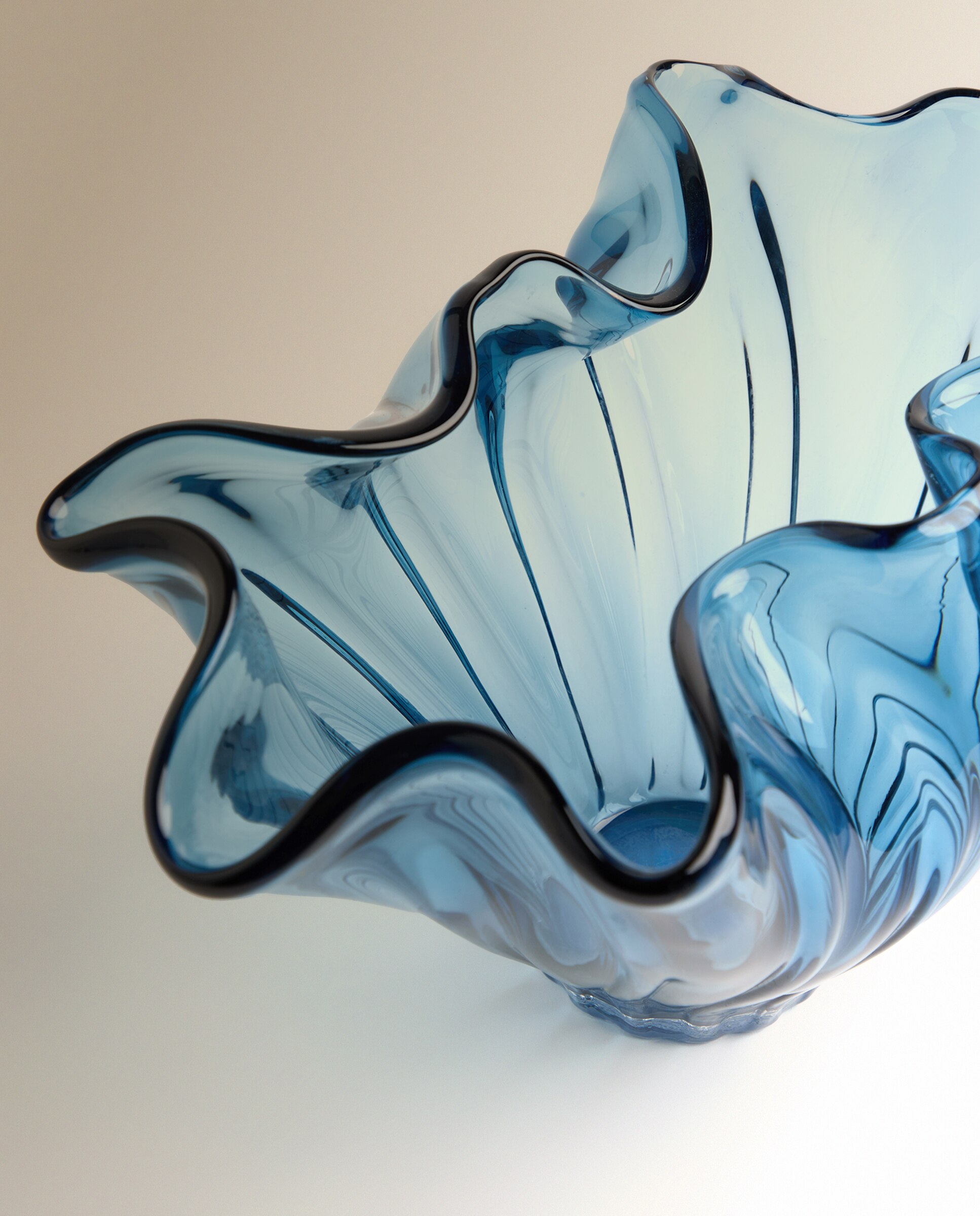 Centro de mesa de vidro Ondas Azul-5