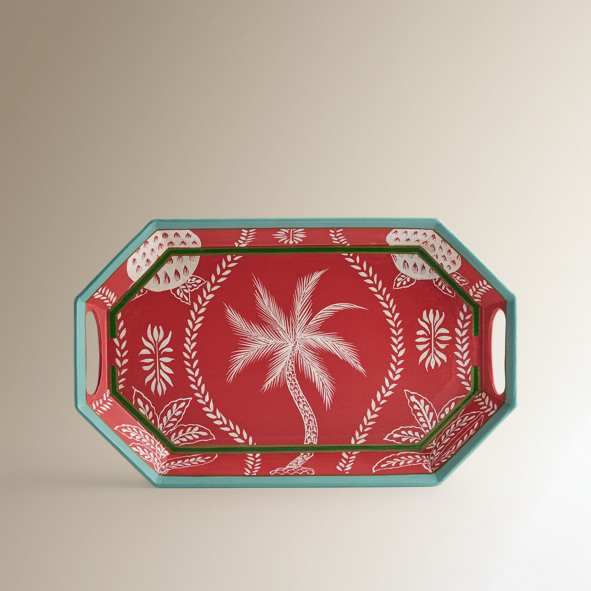 Tabuleiro Decorativo Palmeira Ananás - Vermelho Vermelho-2
