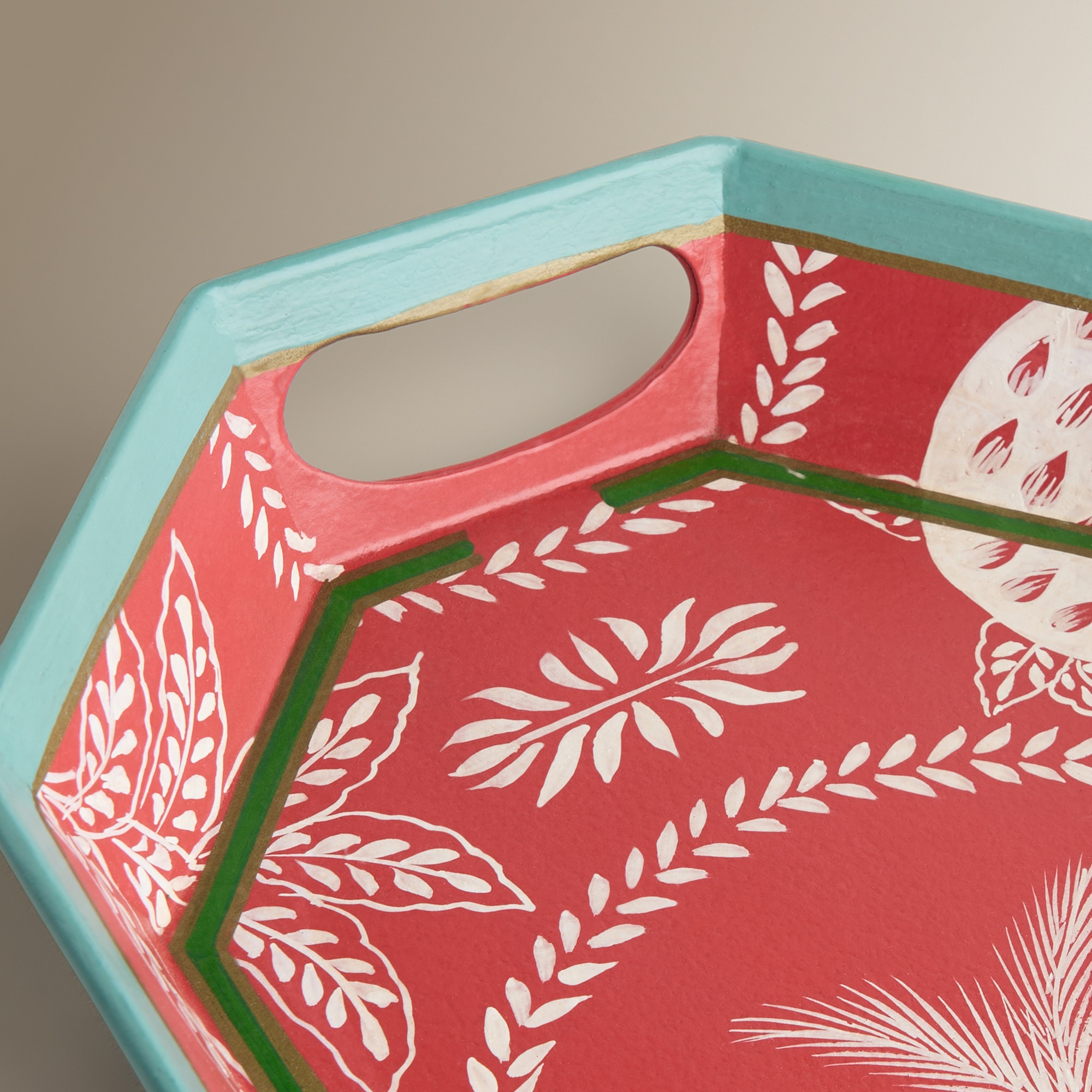 Tabuleiro Decorativo Palmeira Ananás - Vermelho Vermelho-4