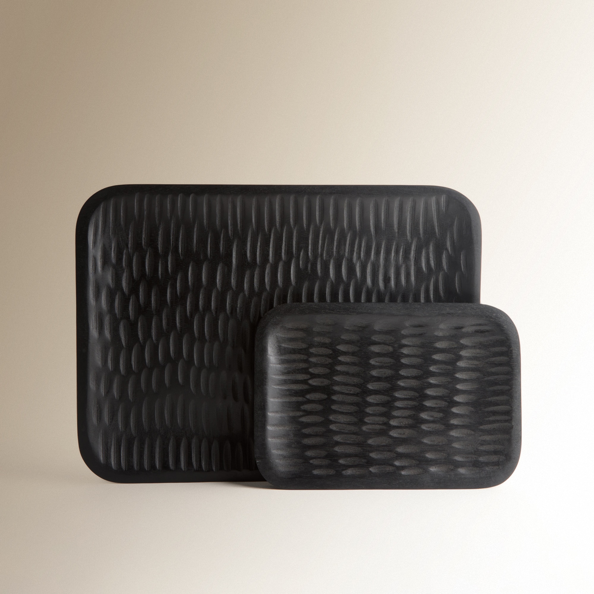Bandeja decorativa de madera de mango Chennai - Negro 24 cm Negro-4