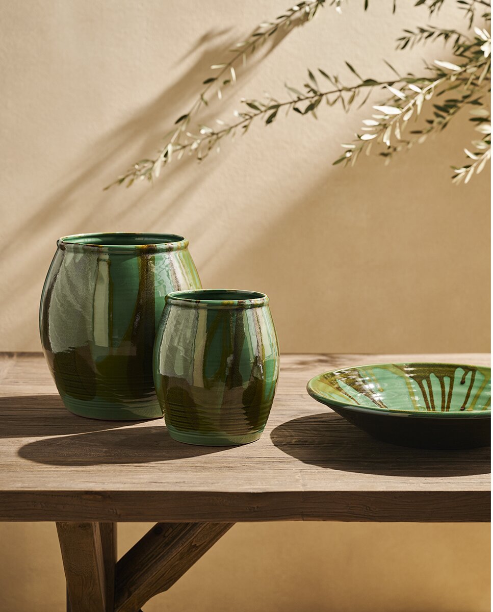 Centro de Mesa Terracota Glas Verde-escuro-6