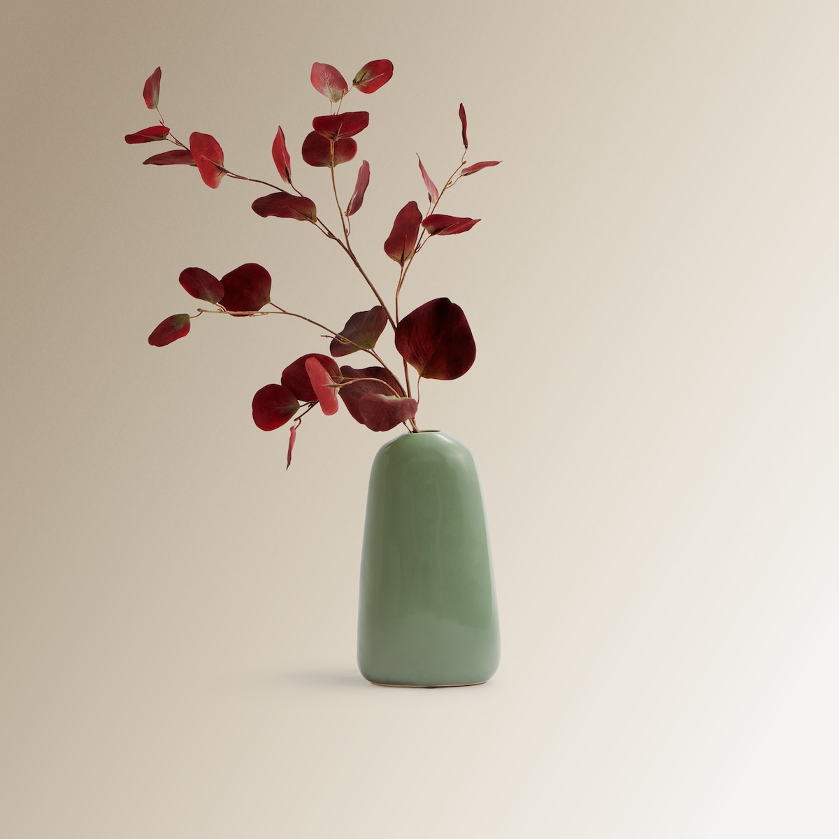 Ramo artificial de eucalipto folha redonda Bordeaux-2