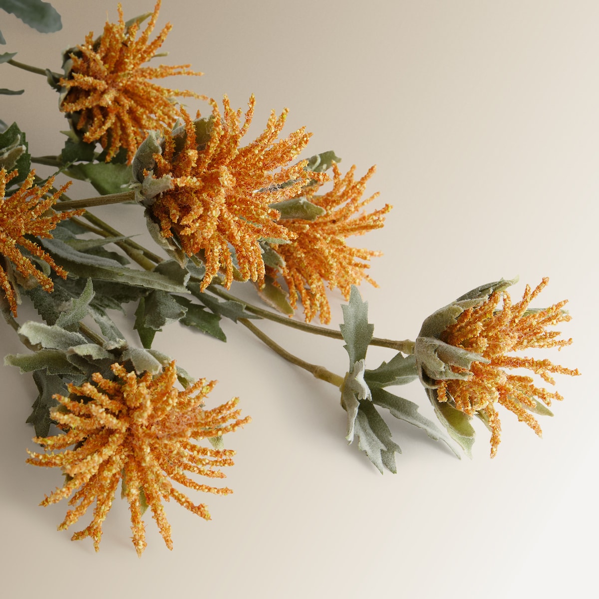 Flor artificial silvestre flocada Laranja-2