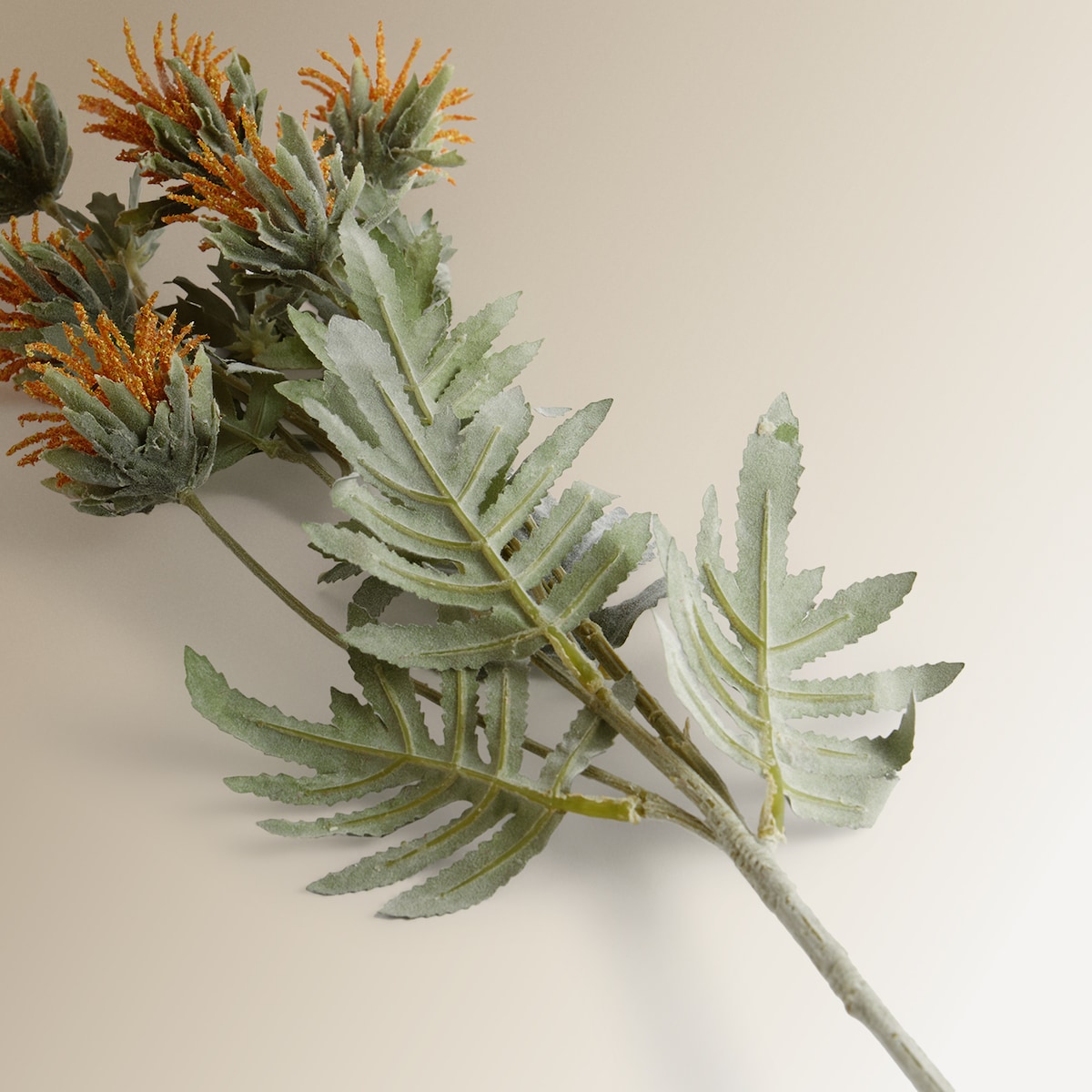 Flor artificial silvestre flocada Laranja-3