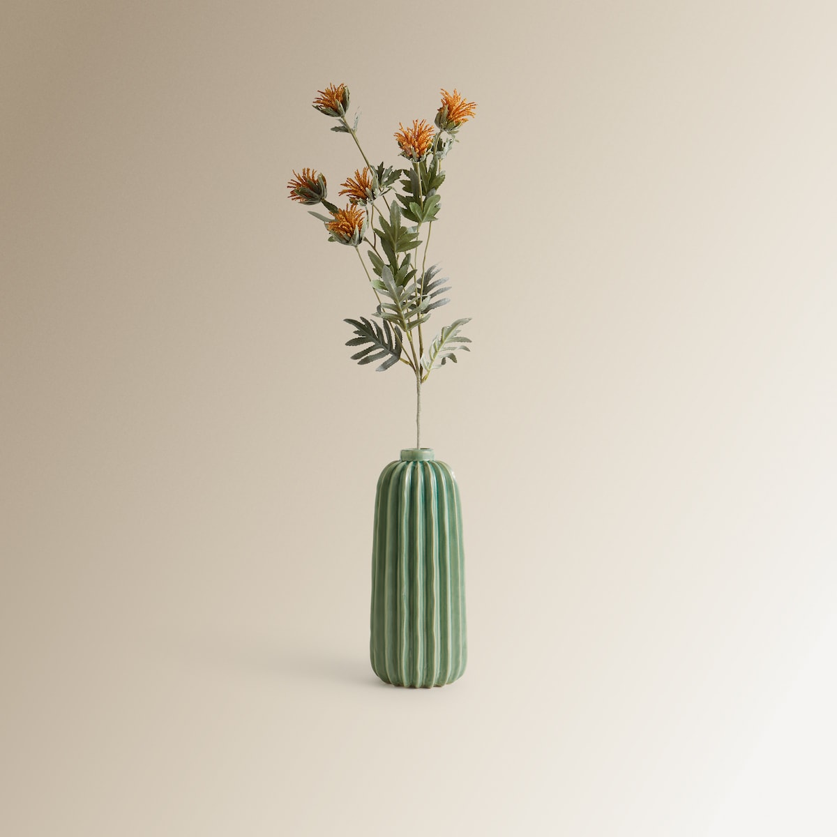 Flor artificial silvestre flocada Laranja-4