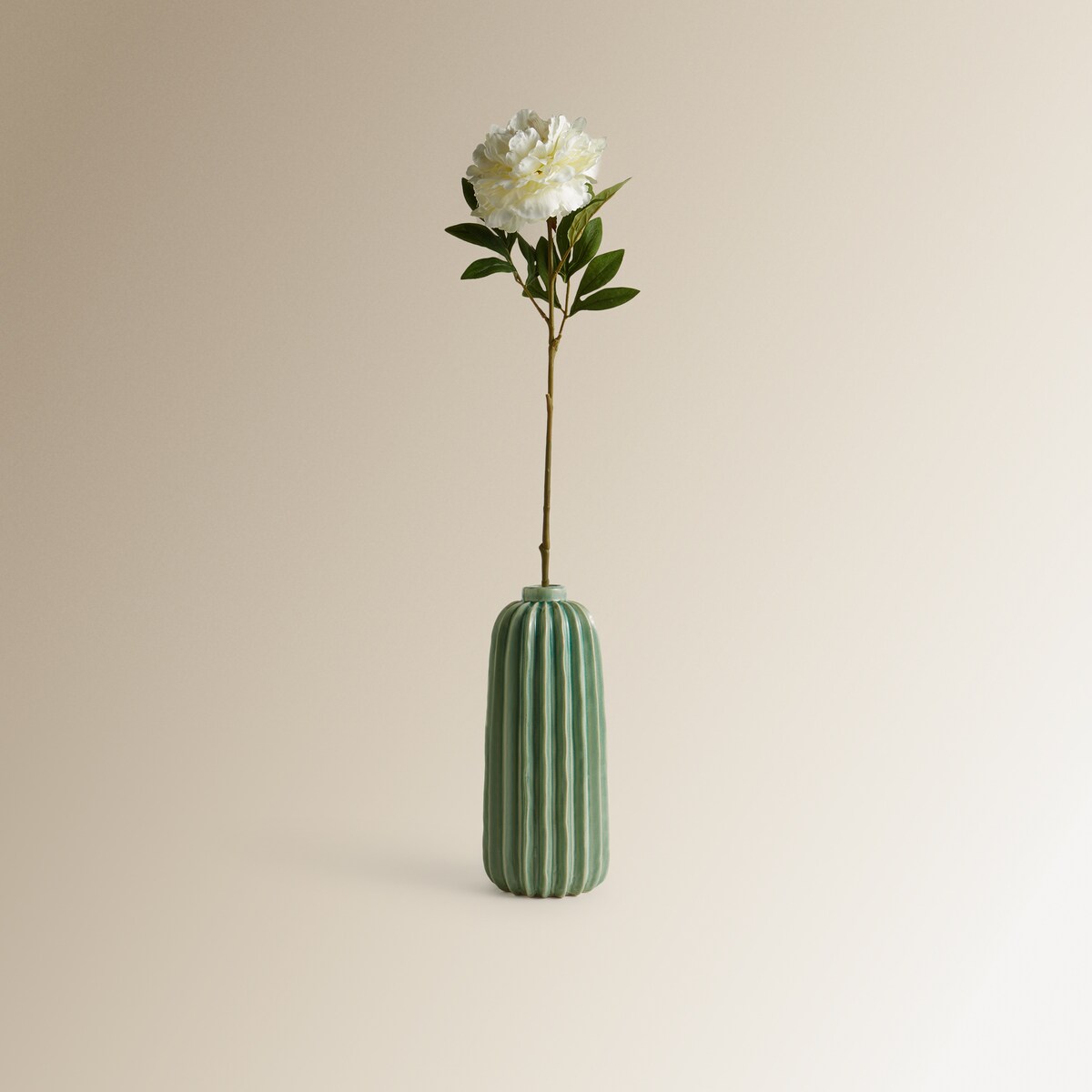 Flor artificial Peónia aberta Branco-4