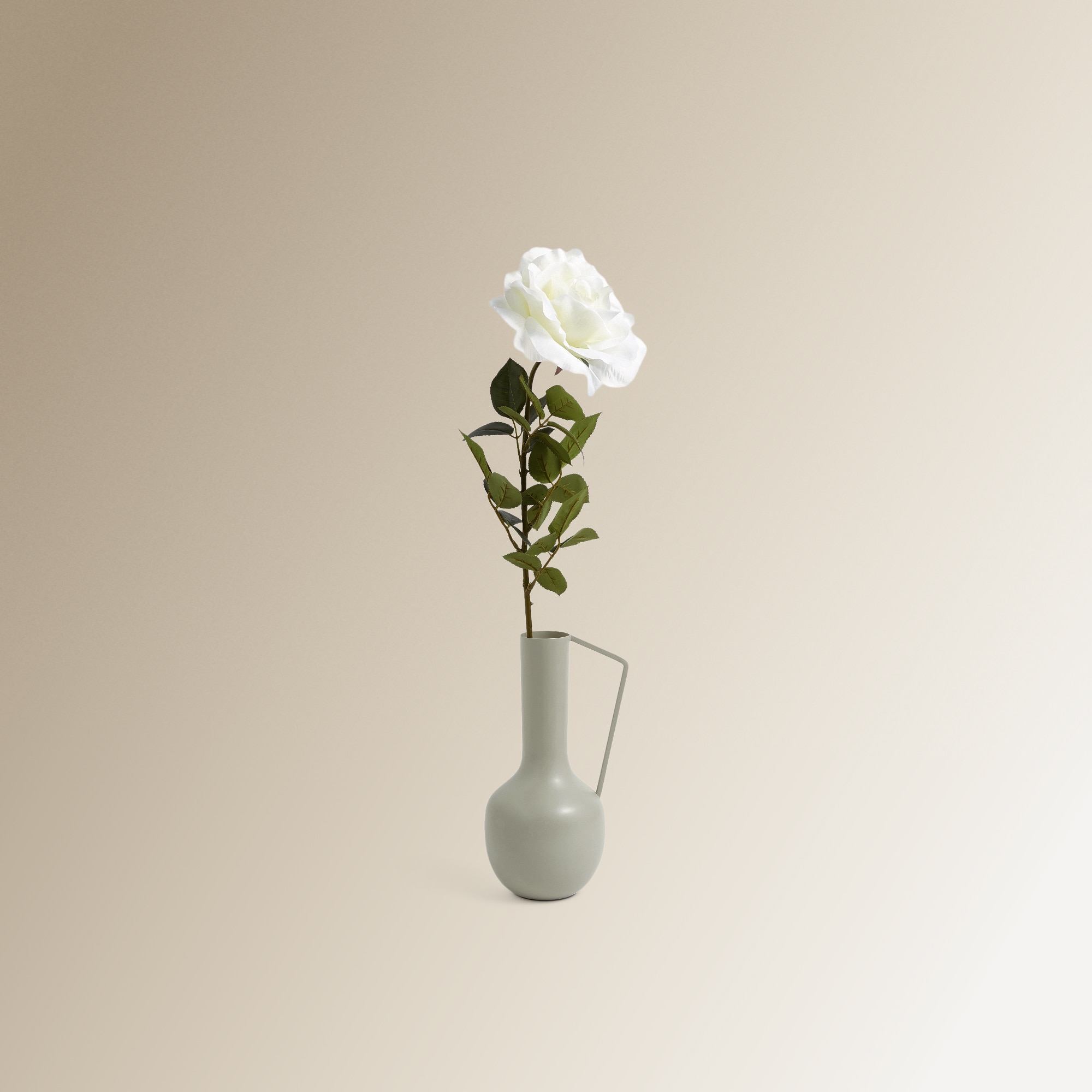 Flor Artificial Rosa Aberta Tamanho Comprido Branco-4