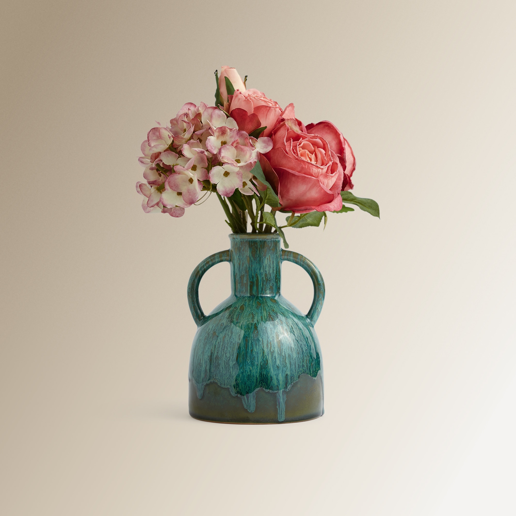 Ramo artificial de hortênsias e peónias Fúcsia-4