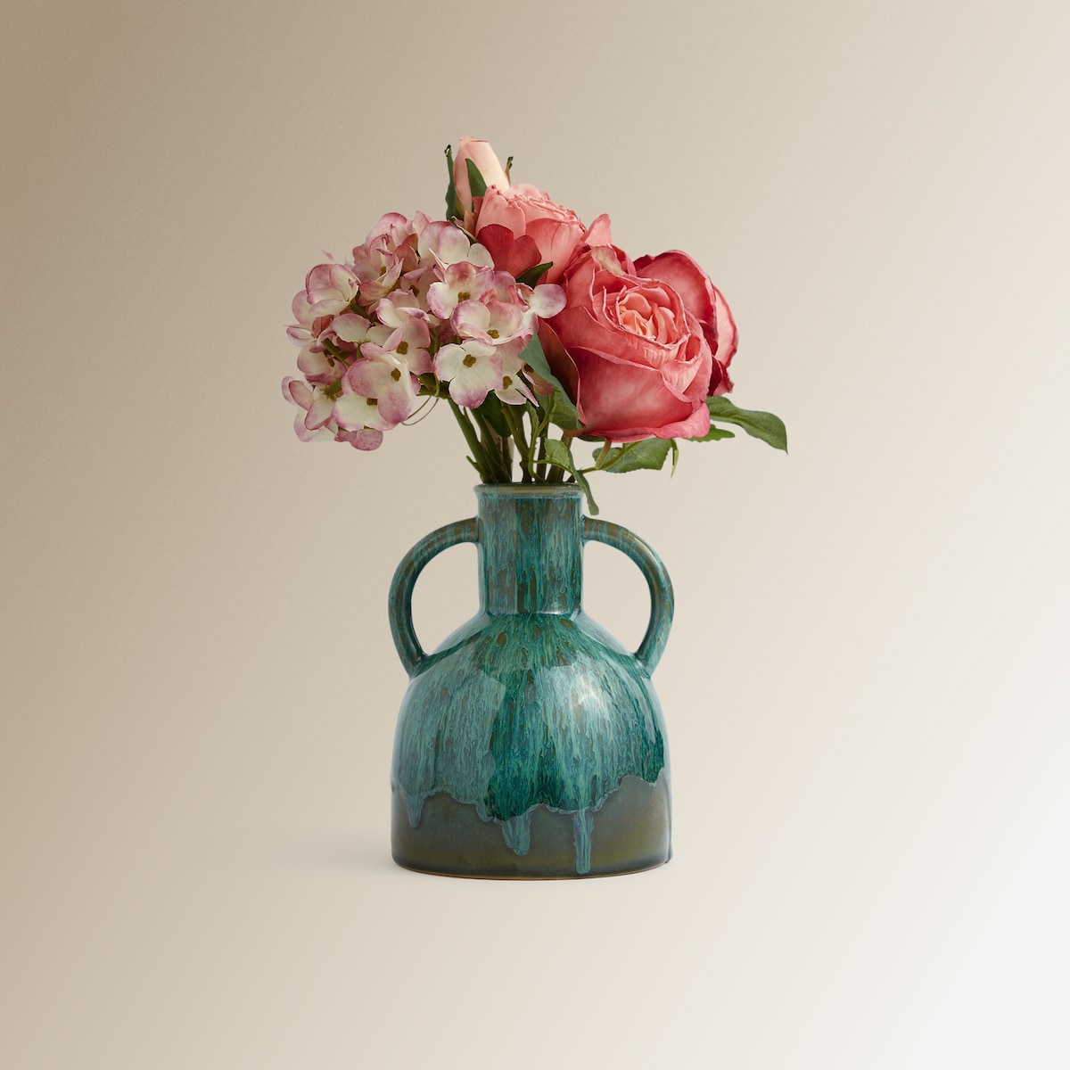 Ramo artificial de hortênsias e peónias Fúcsia-4