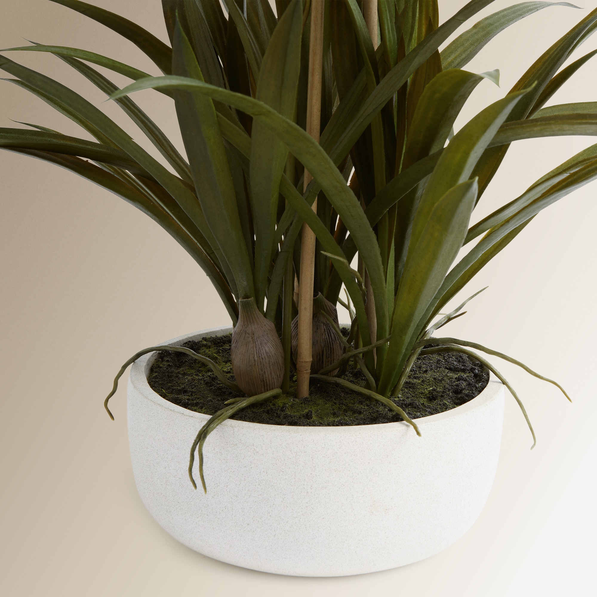 Planta artificial orquídea com base natural Branco-3