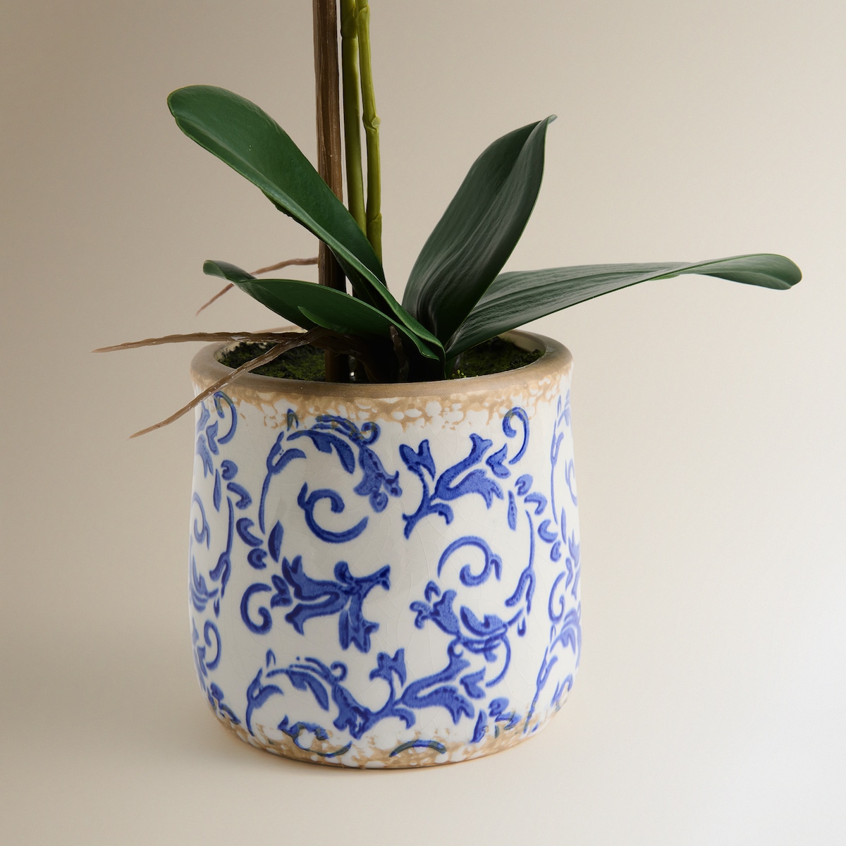 Planta Artifical Orquídea em Vaso Vintage Branco-3