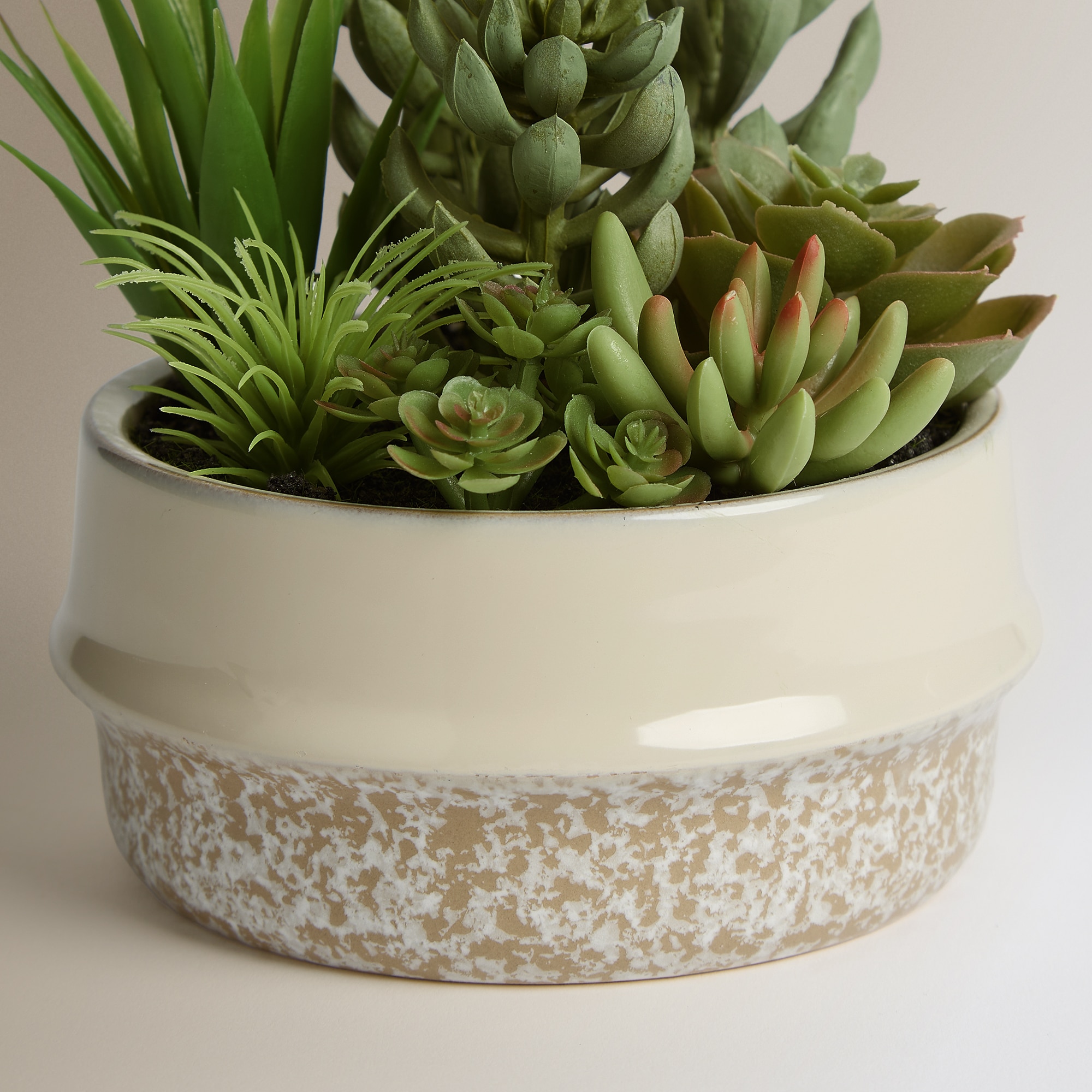 Planta Artificial Suculenta em Vaso Branco-3