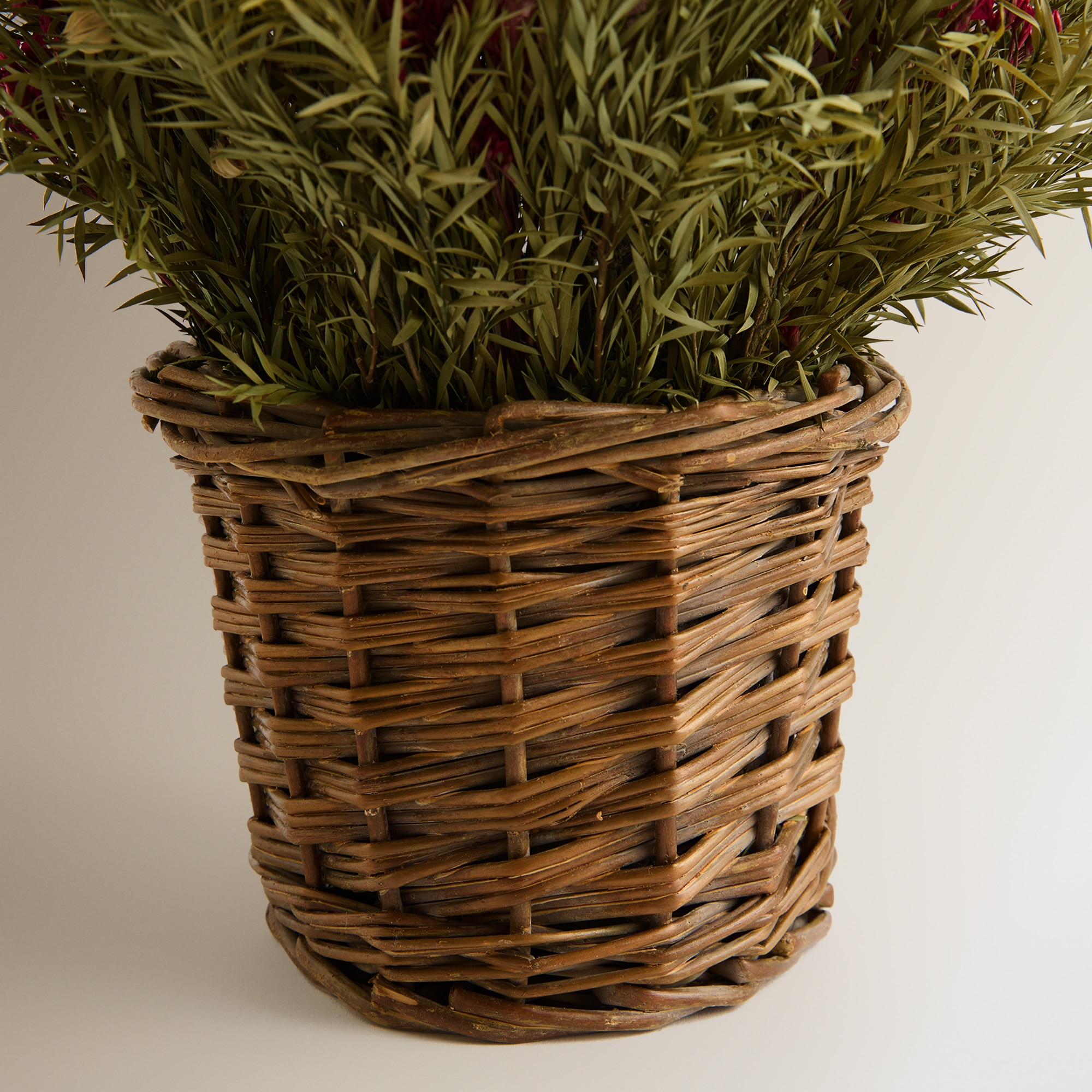 Flores Preservadas com Vaso de Rattan Multicolor-3