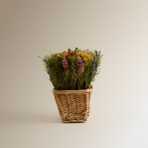 Flores preservadas en mini maceta de ratán