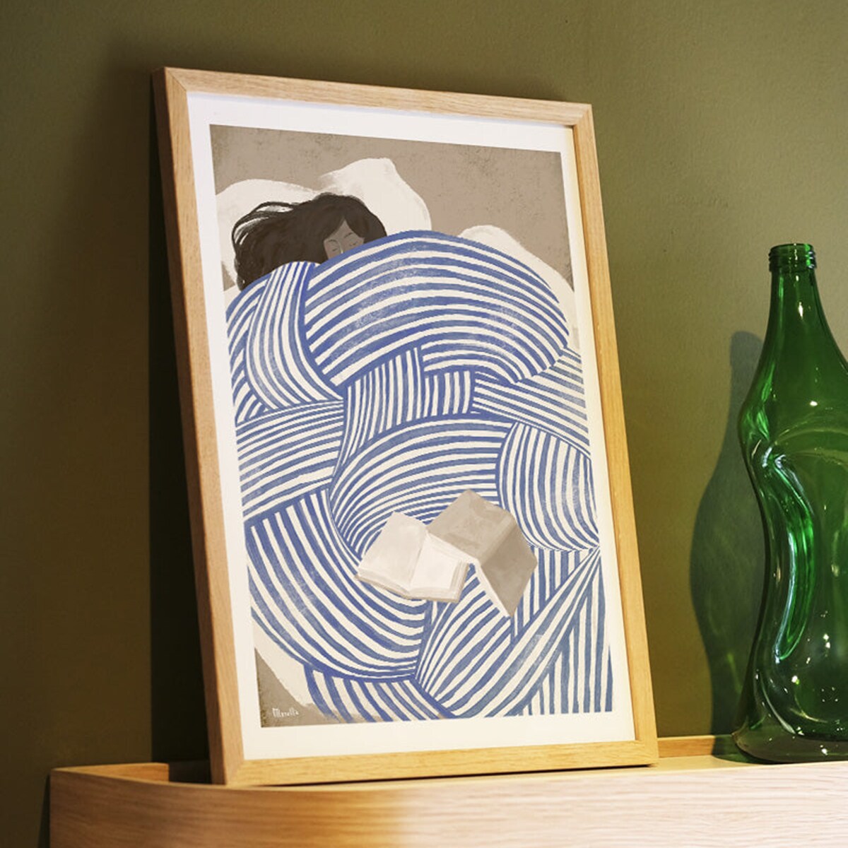 Ilustração com Moldura - Messy Bed Multicolor-3