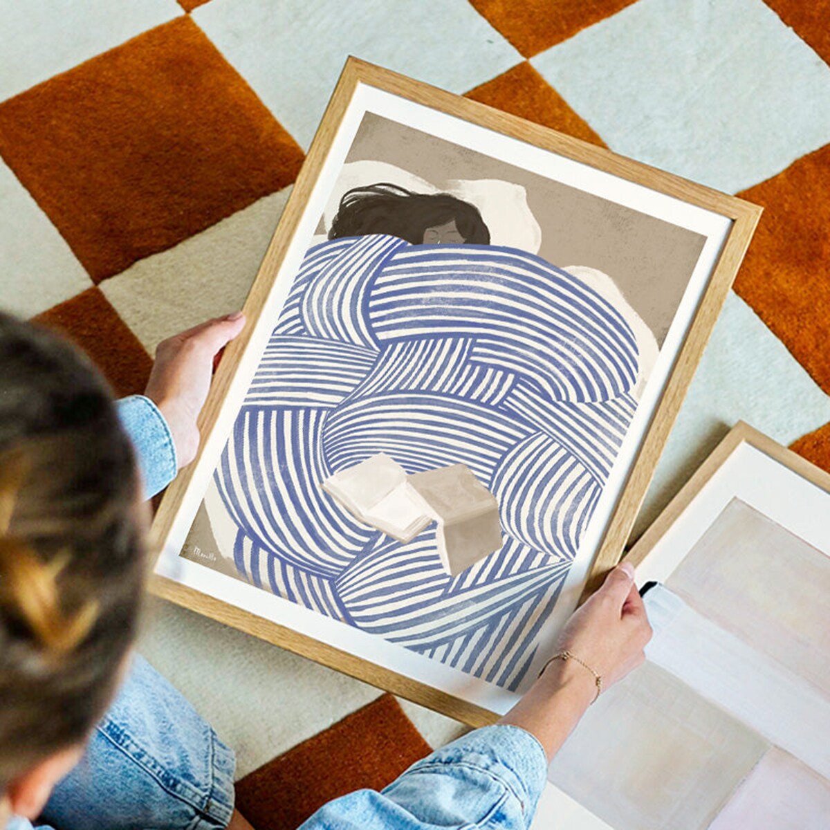 Ilustração com Moldura - Messy Bed Multicolor-4