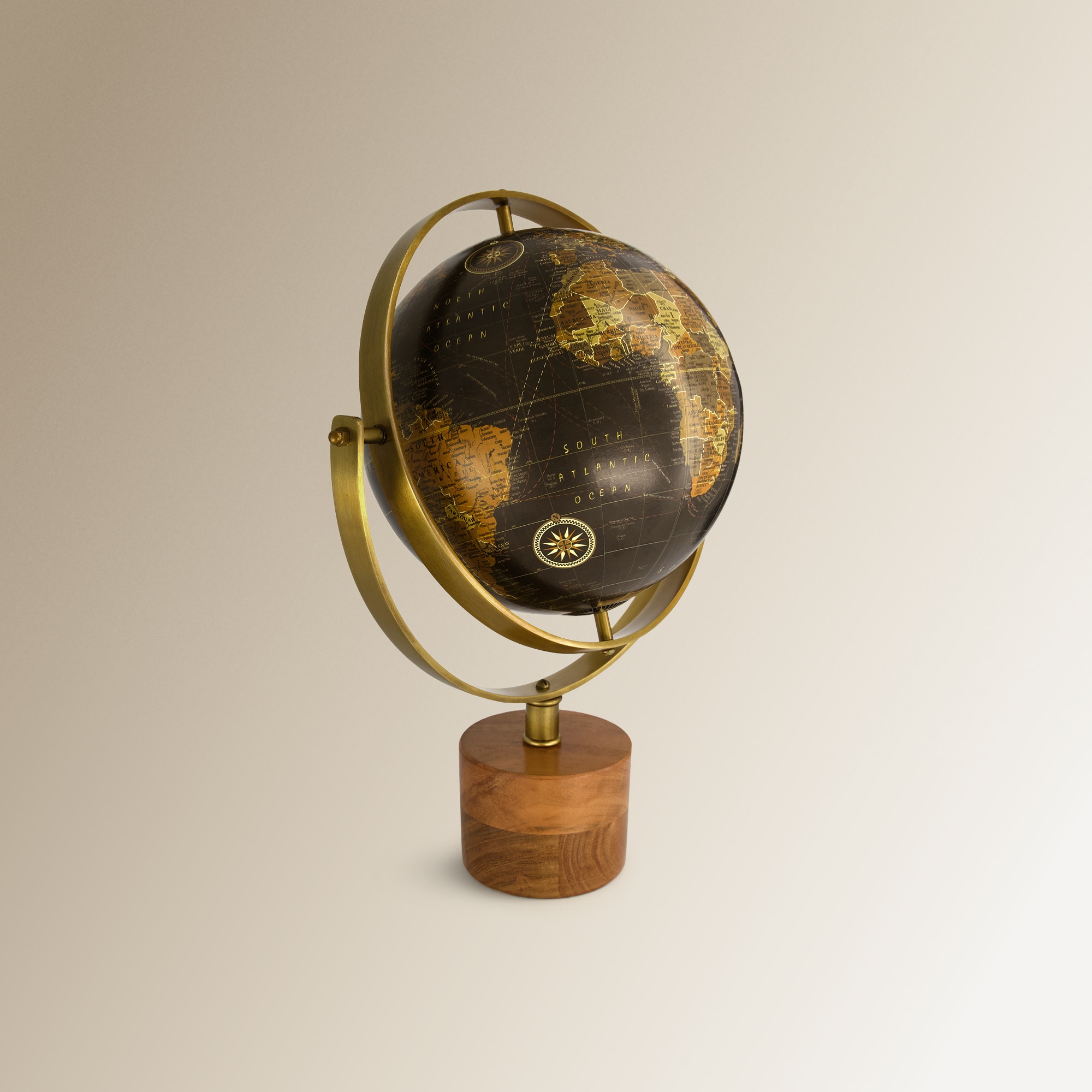 Figura Decorativa Mapa Mundo Ouro Castanho-1
