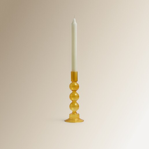Candelabro de vidrio amarillo Fino
