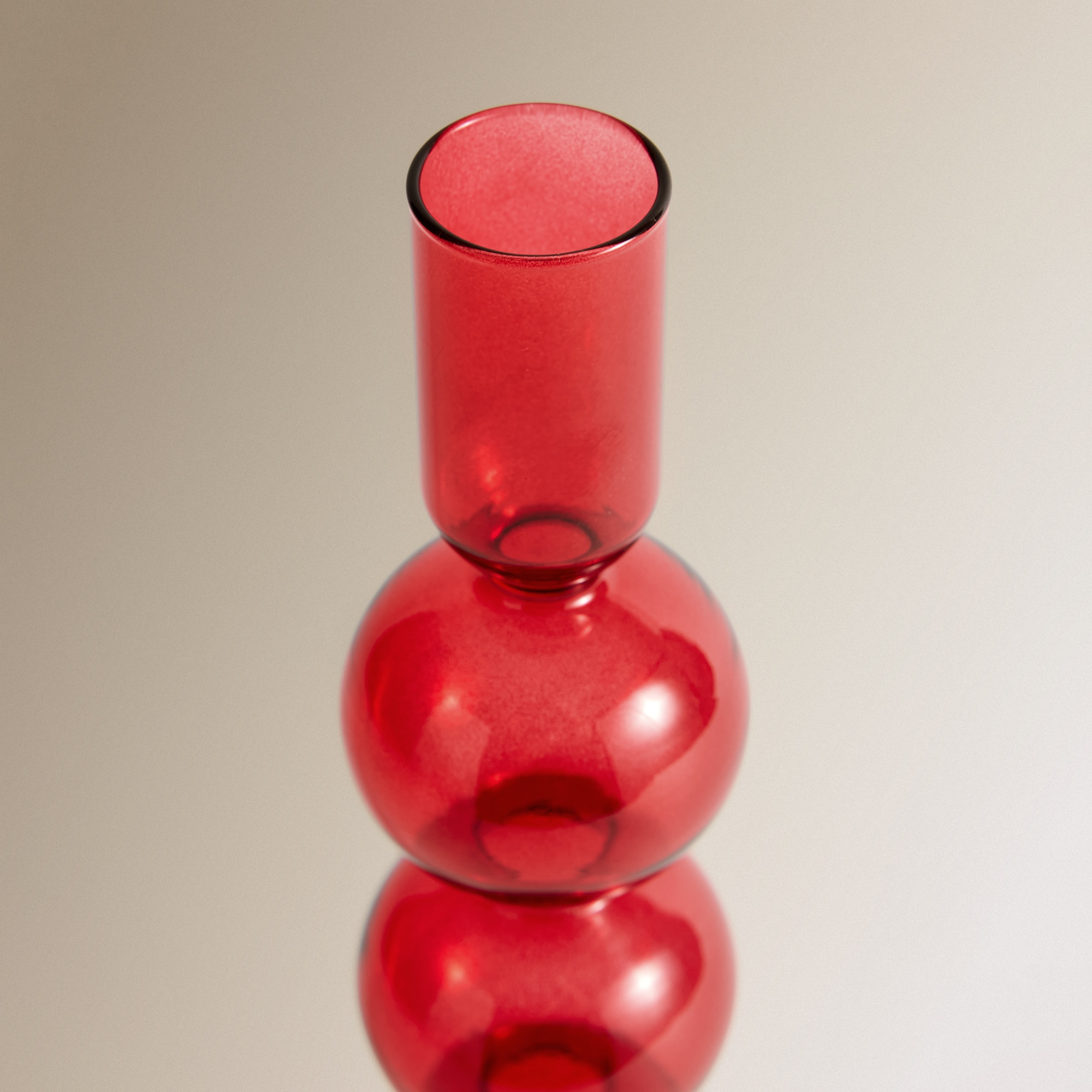Candelabro de Vidro Fino - Amarelo-Claro Vermelho-3