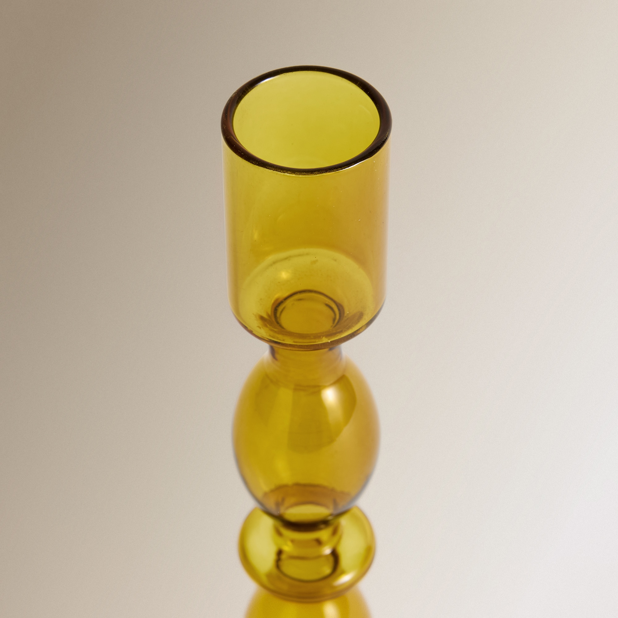 Candelabro de Vidro Fino - Cor de Mostarda Mostarda-3