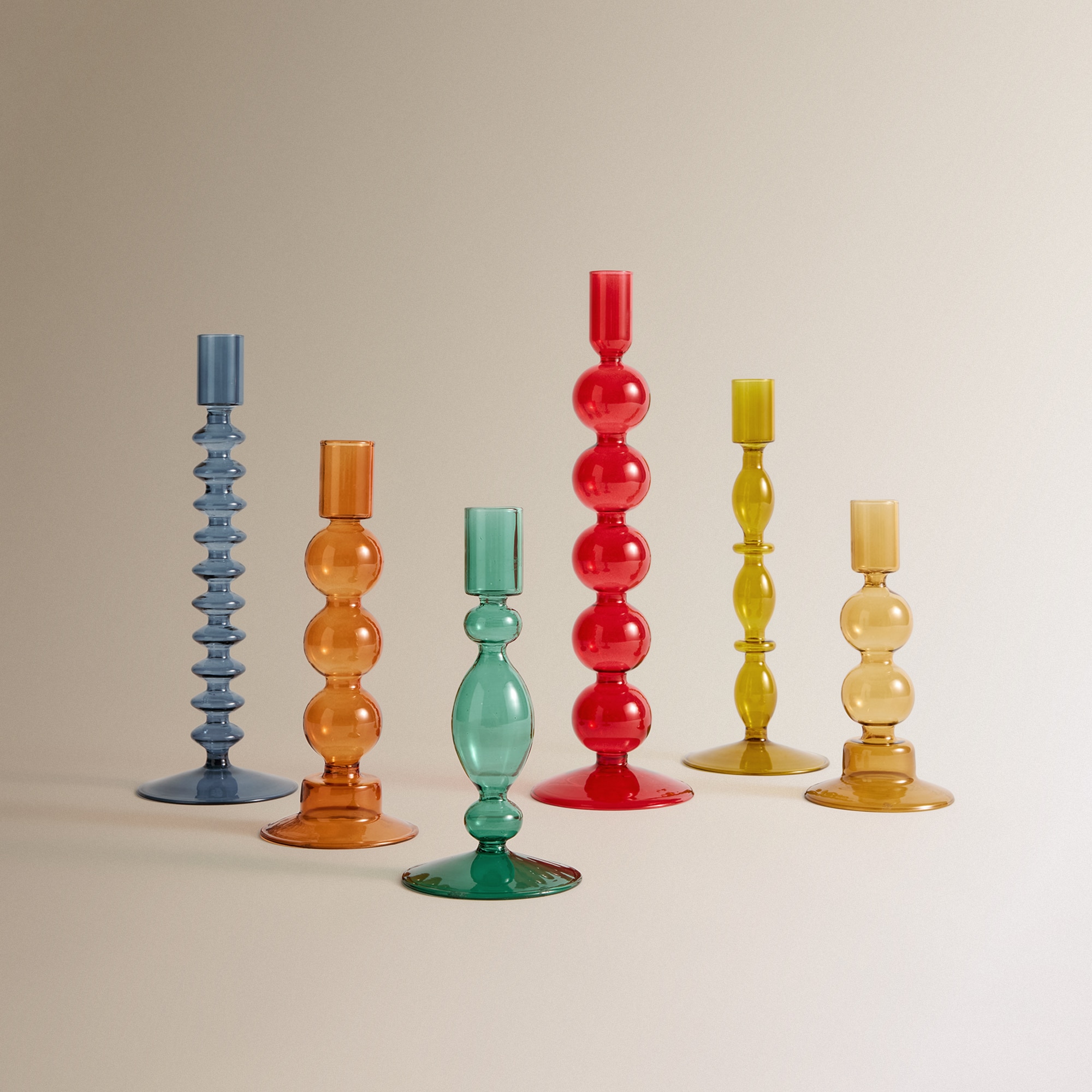 Candelabro de Vidro Fino - Cor de Mostarda Mostarda-4