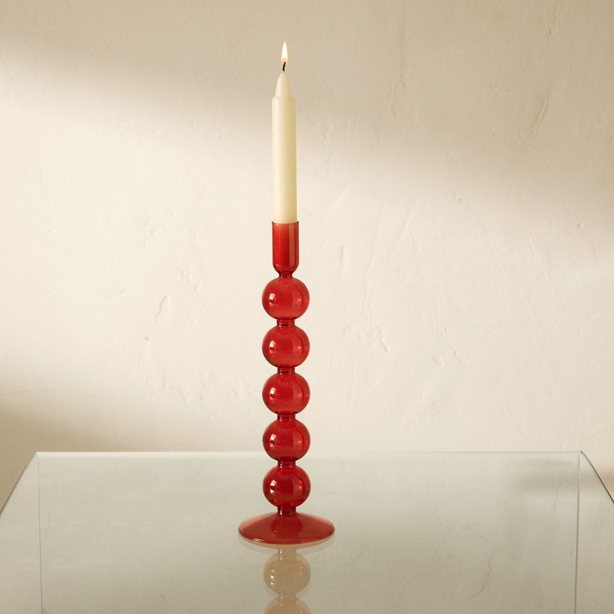 Imagem 0 de Candelabro de Vidro Fino - Vermelho
