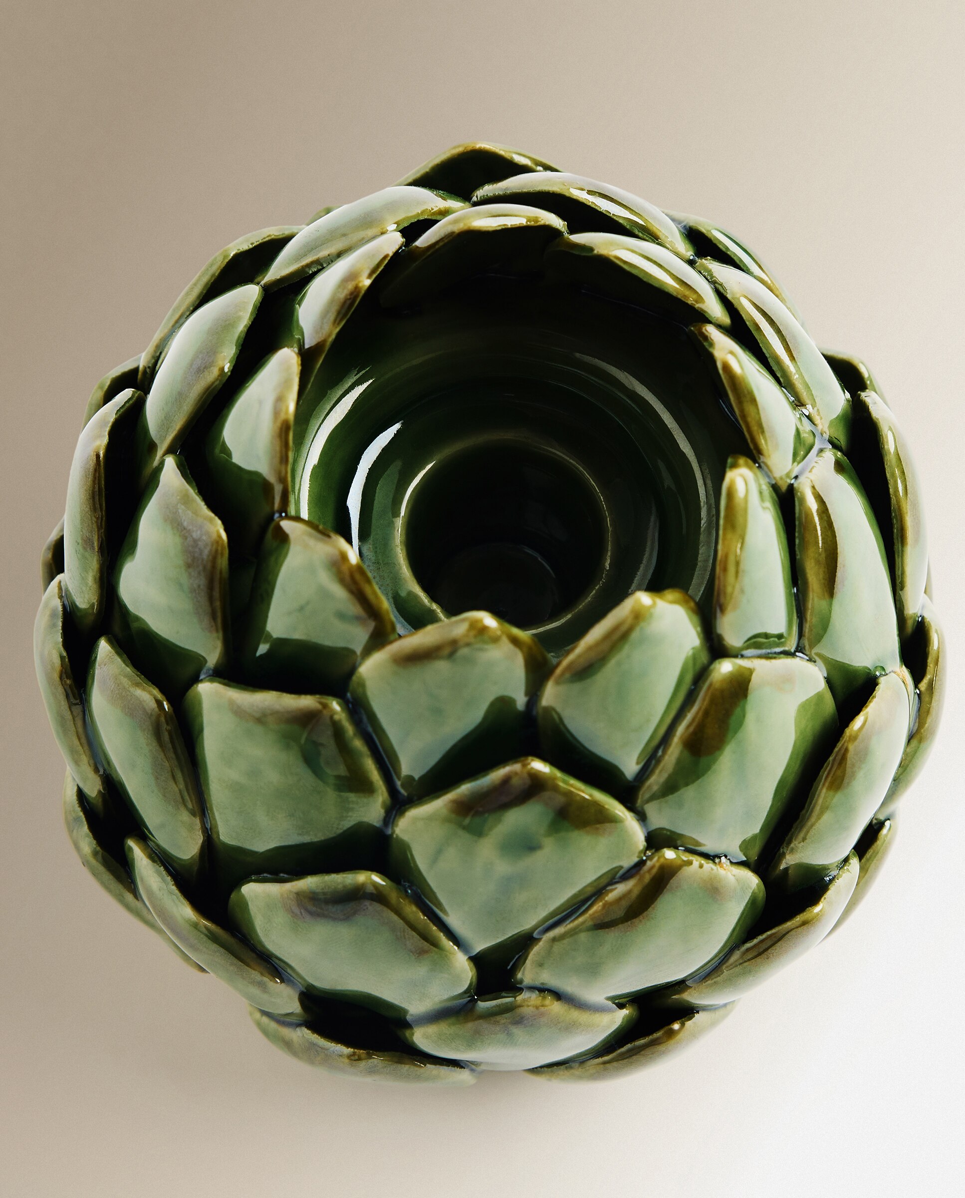 Porta-Velas de Cerâmica Alcachofra Aticho Verde-escuro-3