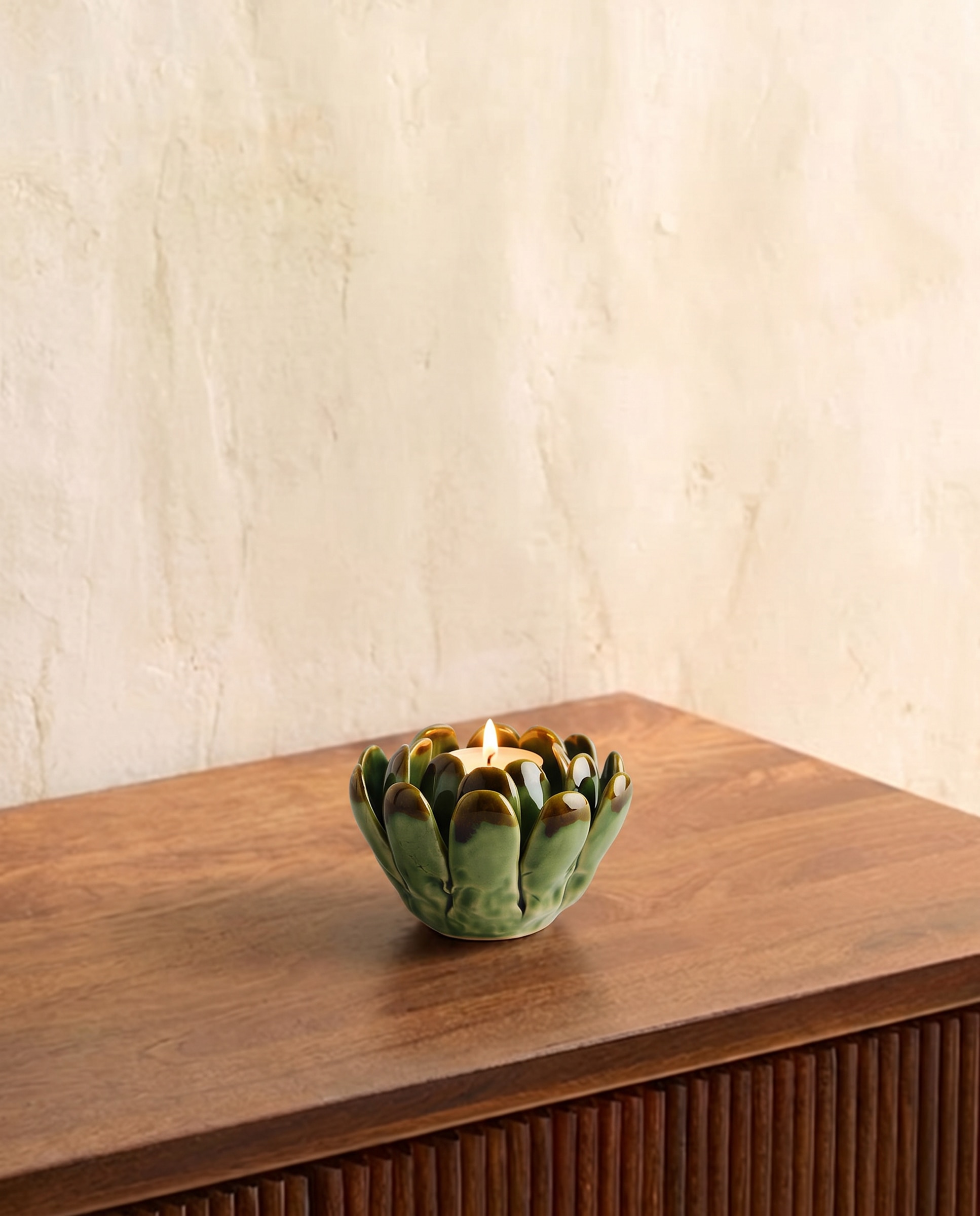 Imagem 0 de Porta-Velas de Cerâmica Flor Aticho