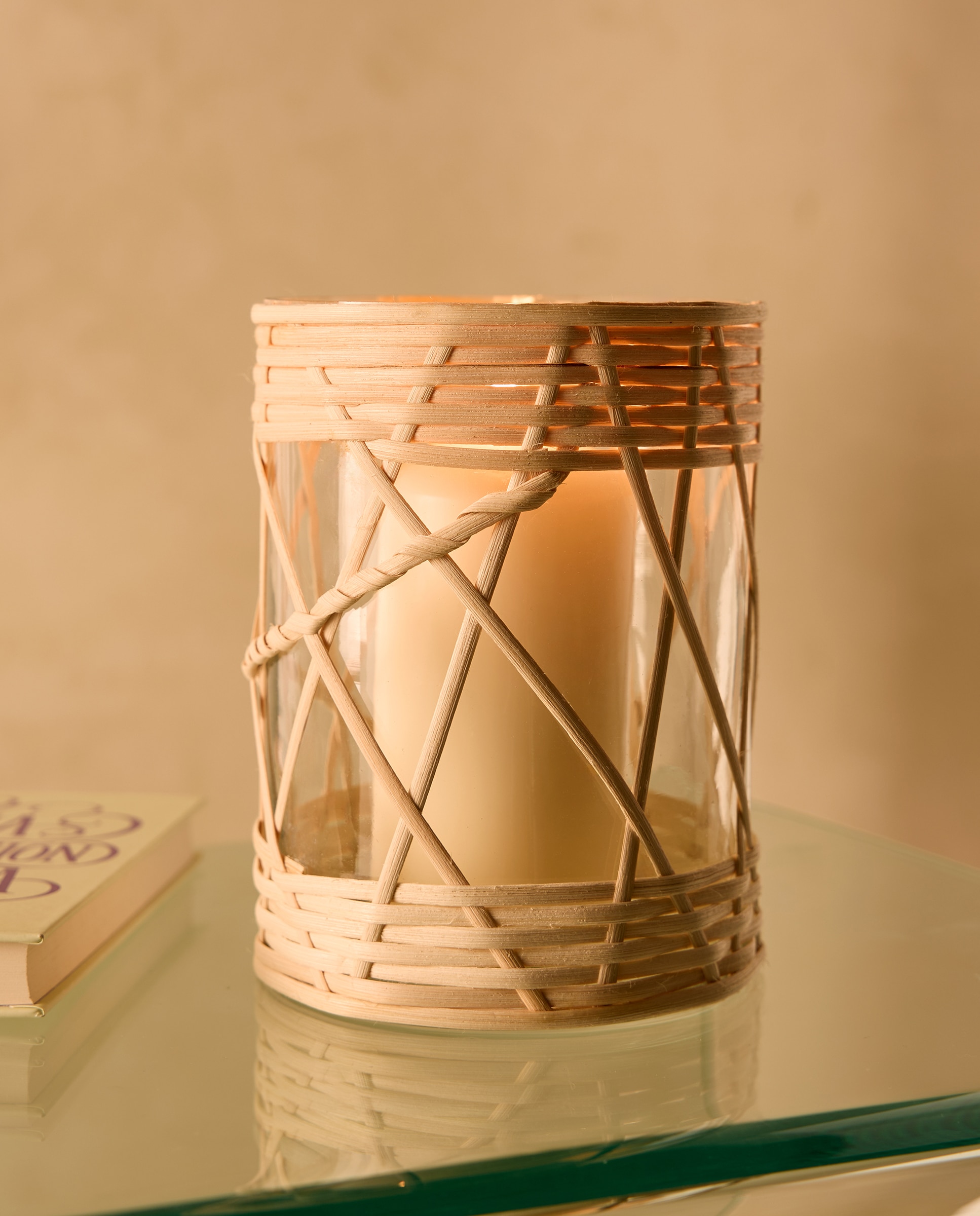 Portavelas de ratã Tagna Natural-1