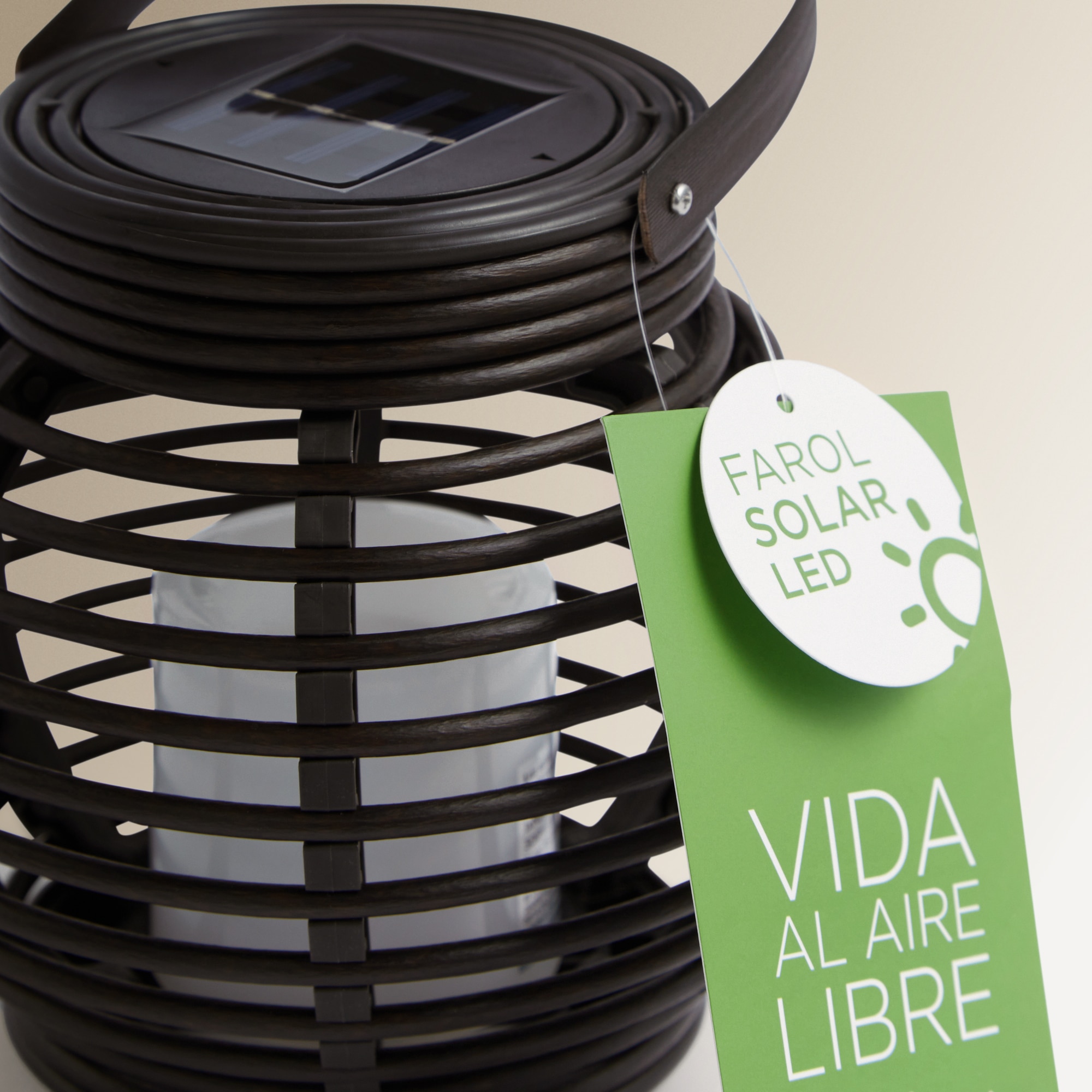 Farol solar redondo con luz LED El Corte Inglés - Negro Negro-4