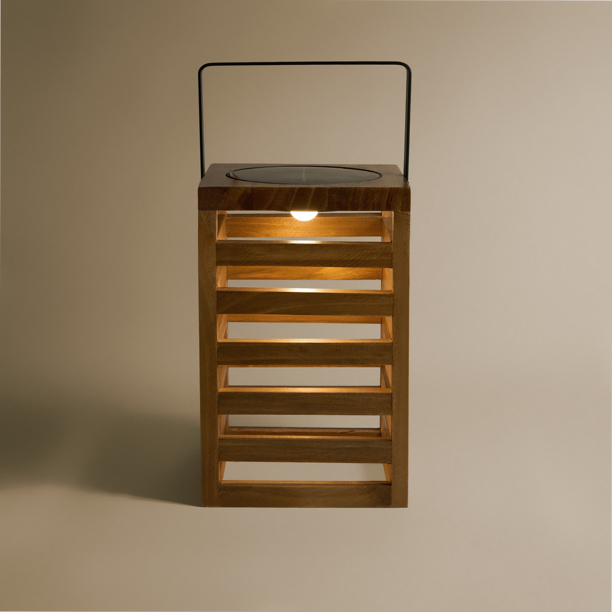 Lanterna Tábuas com Luz LED Solar Castanho-2