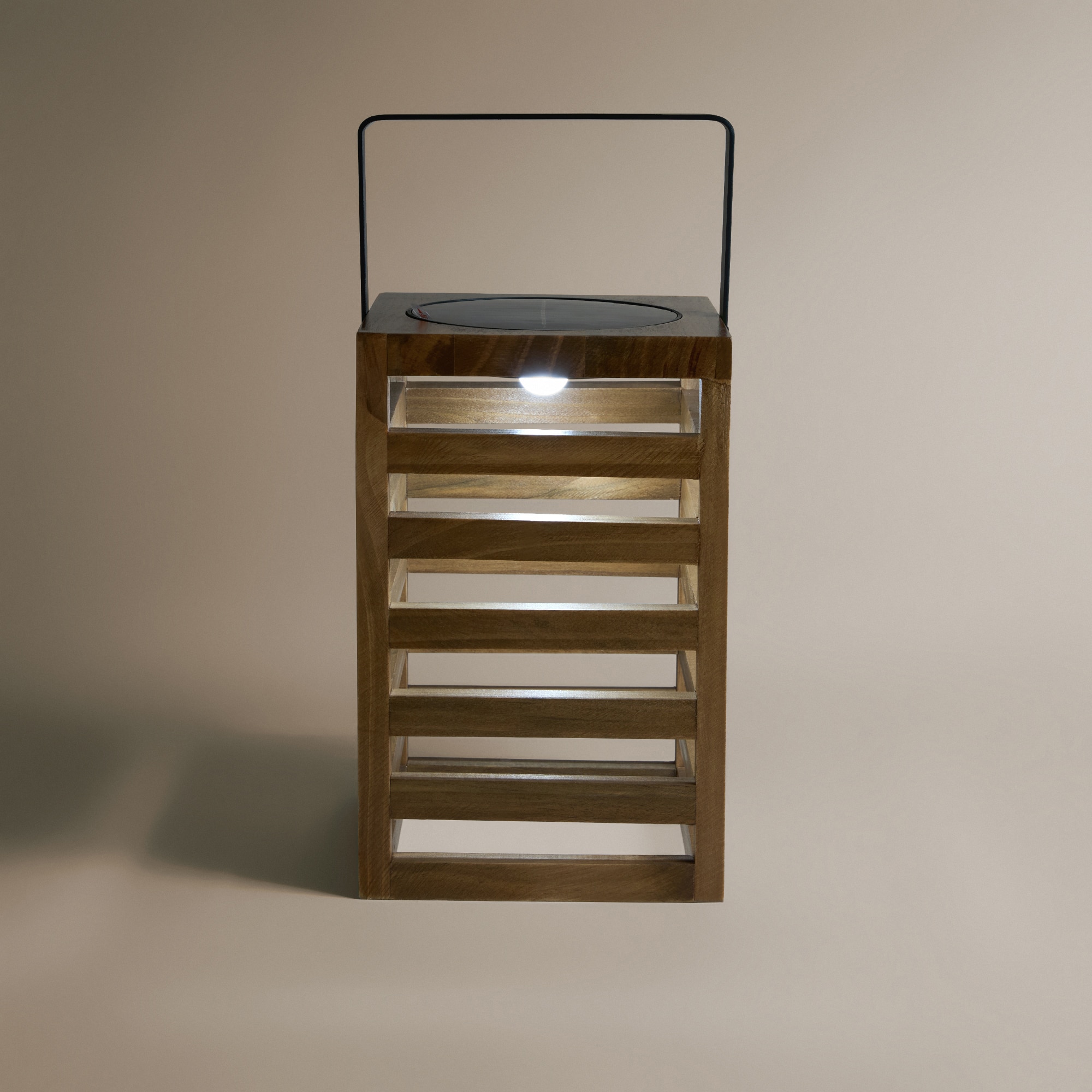 Lanterna Tábuas com Luz LED Solar Castanho-3