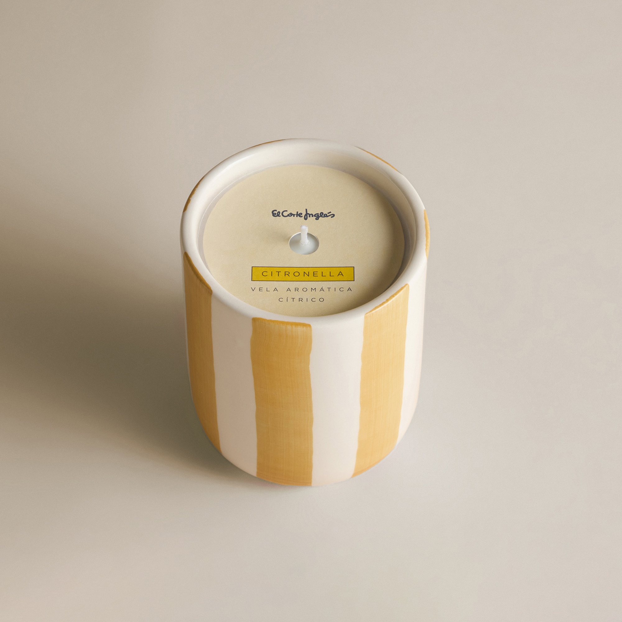 Vela Aromática em Copo às Riscas Citronela Amarelo-4