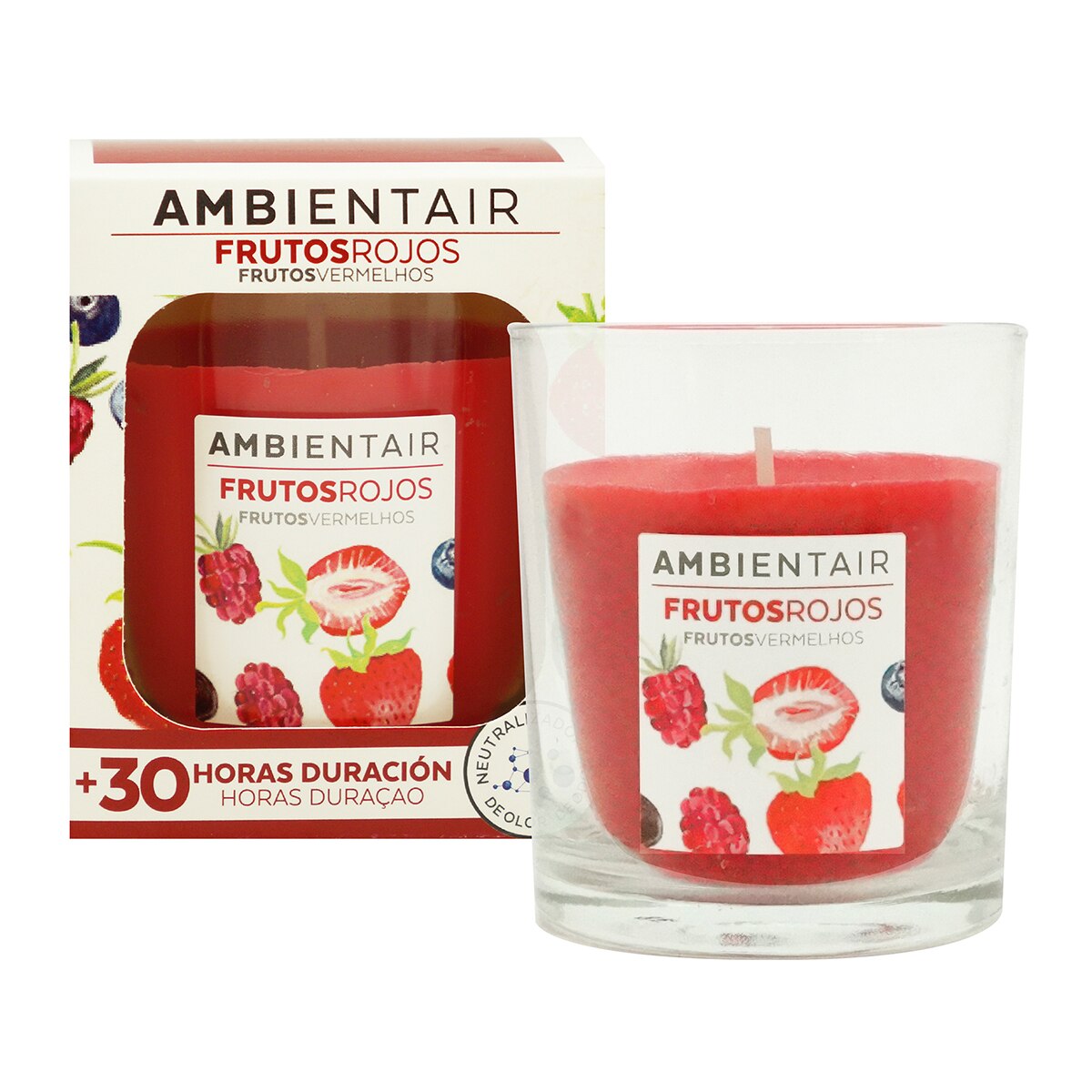 Imagen 0 de Vela perfumada en vaso absorbe olores Frutos Rojo Ambient Air