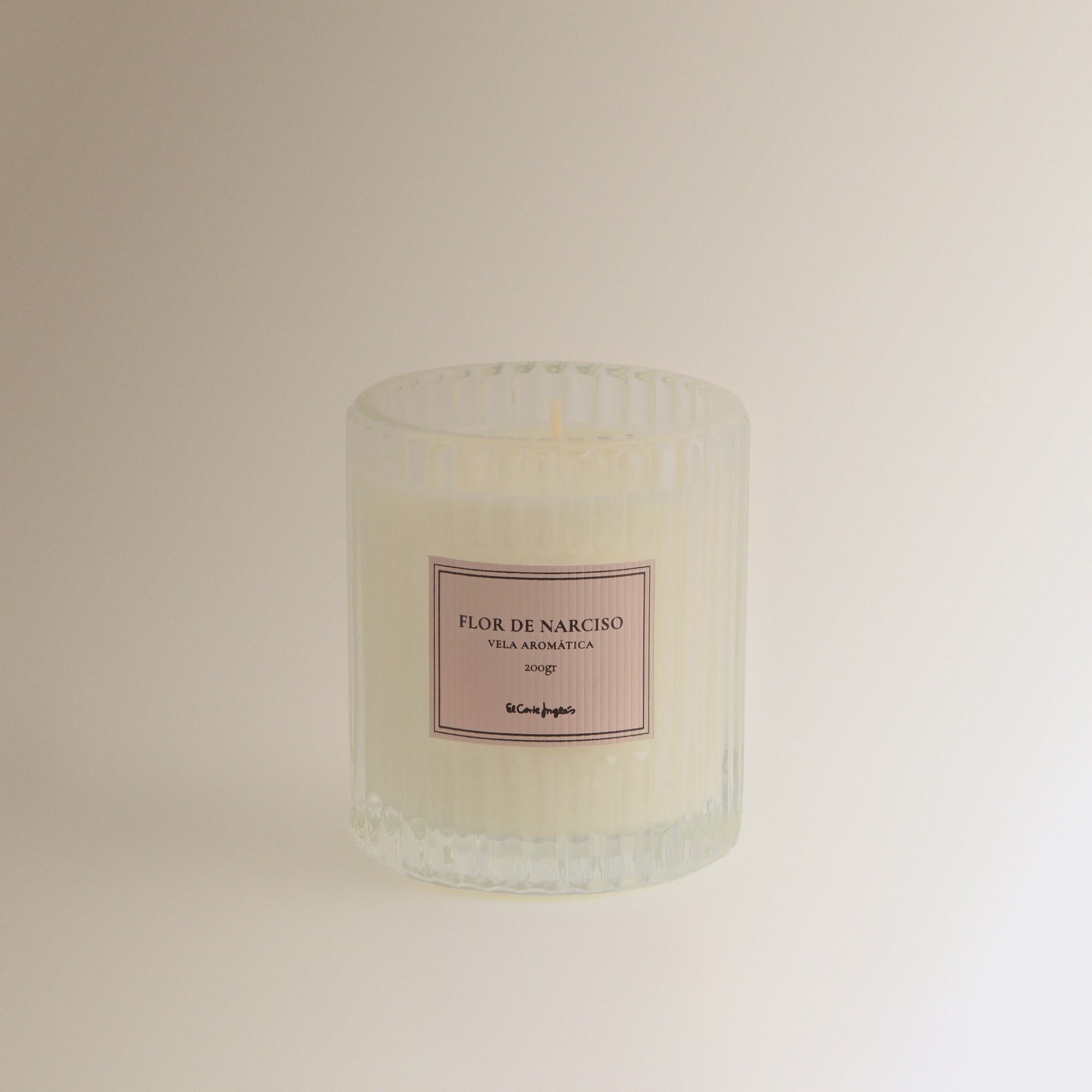 Vela Aromática em Copo Flor de Narciso de Cristal às Riscas Transparente-2