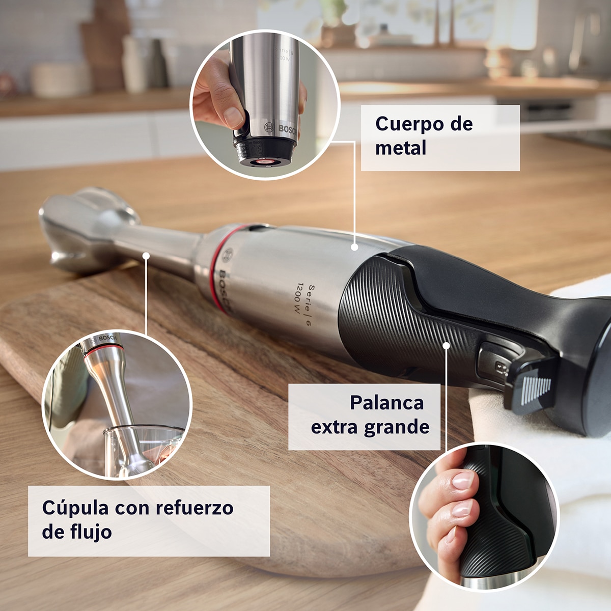 Batidora de mano Bosch, ErgoMaster, Serie 6,  MSM6M831 Negro / Acero Inox-8