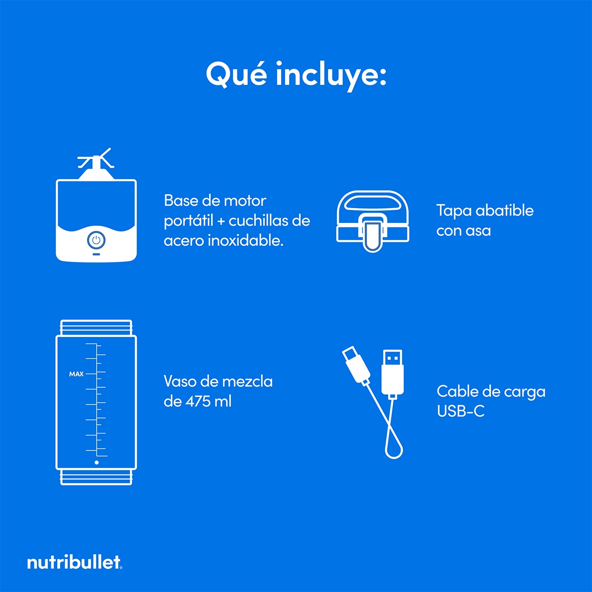Batidora personal Nutribullet Portable NBP003NBL con carga USB Navy-8