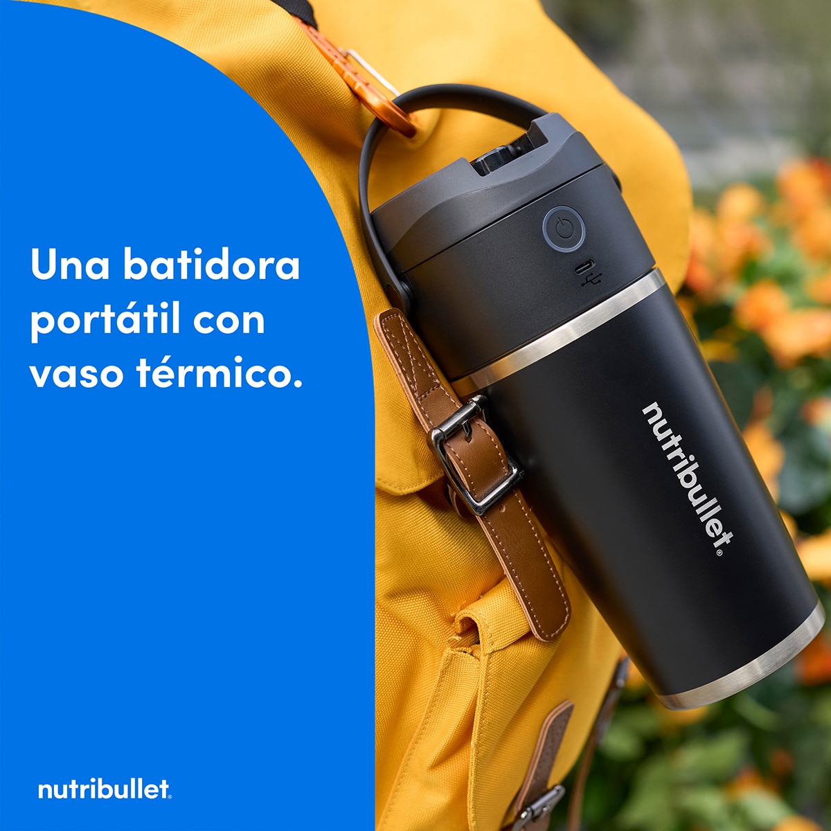 Batidora personal portátil Nutribullet Flip NBP016B con vaso térmico para mantener el frío Negro-3