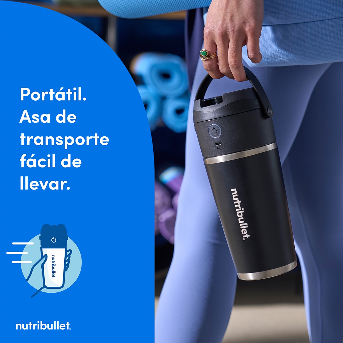 Batidora personal portátil Nutribullet Flip NBP016B con vaso térmico para mantener el frío Negro-6
